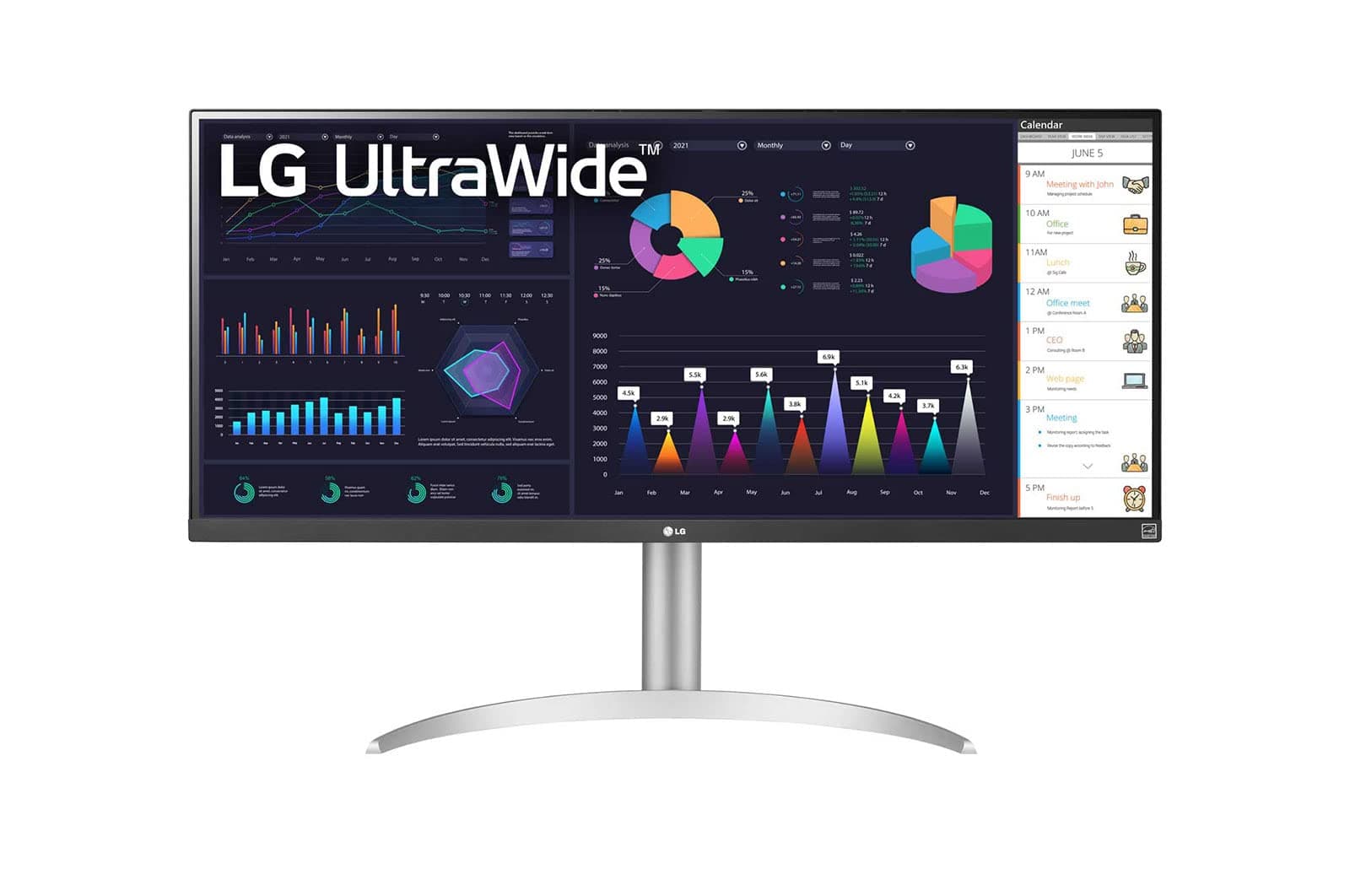 LG 34WQ650 34 Inch 21:9 UltraWide Full HD IPS Monitor with USB Type-C,HDMI,DP,Speaker,Height Adjust Stand- White