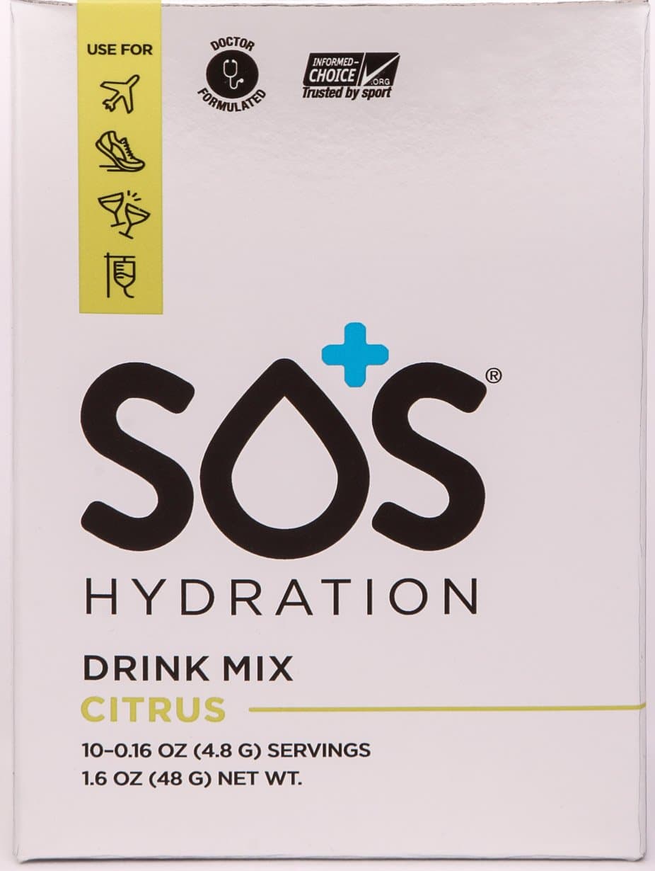 SOS Hydration Citrus Organic Electrolyte Hydration Powder Mix 10ct