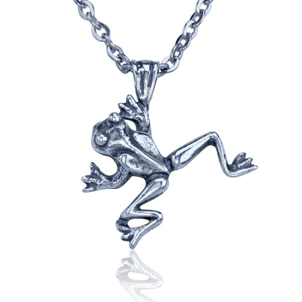 Adorable Jumping Frog Necklace Crafted in Sterling Silver with an 18" Chain