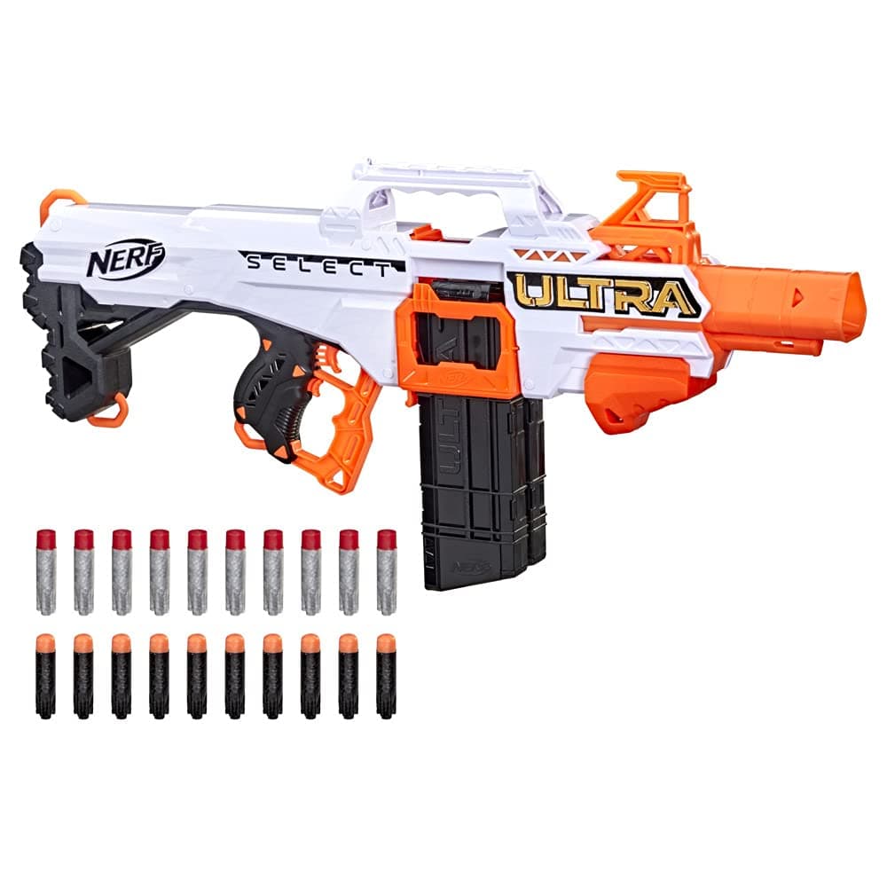 Nerf Ultra Select Fully Motorized Blaster, Fire For Distance Or Accuracy, Includes Clips And Darts, Compatible Only With Nerf Ultra Darts, Multicolour, F0958U50