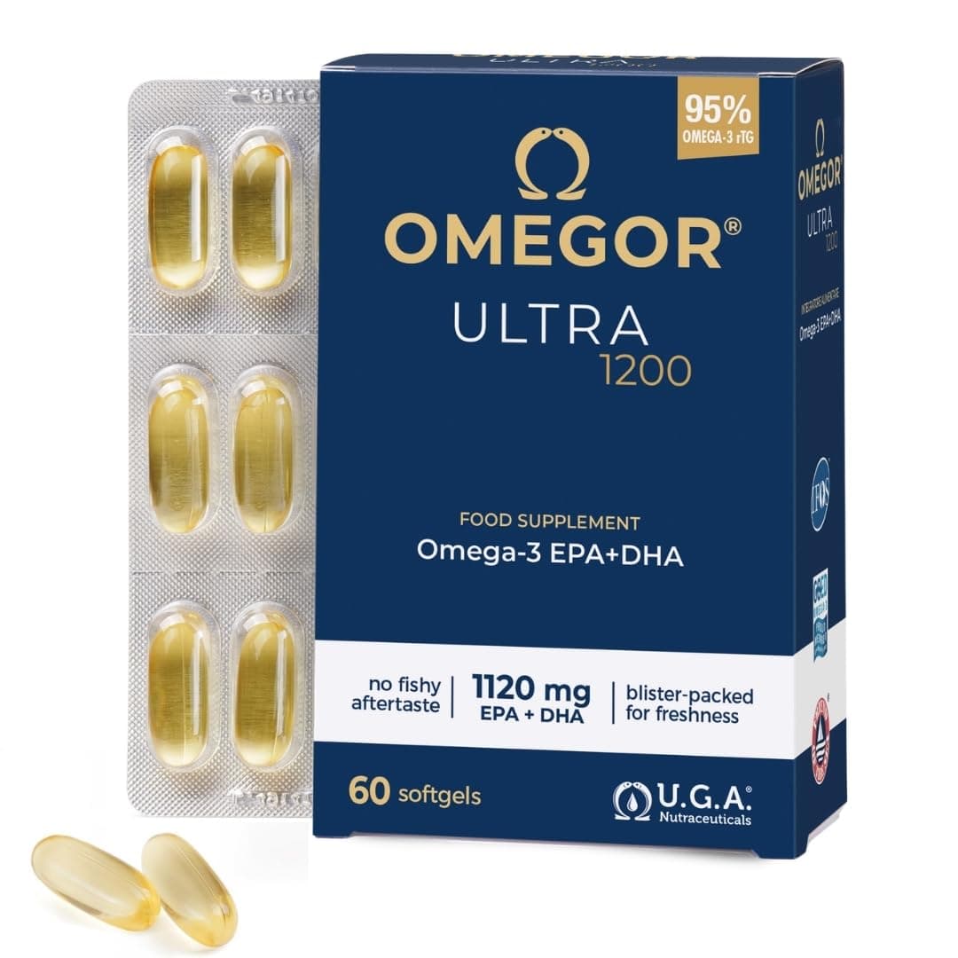 OMEGOR Omega 3 Fish Oil 1200mg Ultra - 610mg EPA and 510 DHA Omega3 IFOS Certified - High Bioavailability and No Aftertaste (60 Caps)