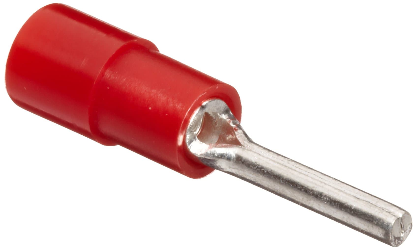 Morris Products 11832 Pin Terminal, Nylon Insulated, Red, 22-16 Wire Size, 0.075" Pin Width (Pack of 100)