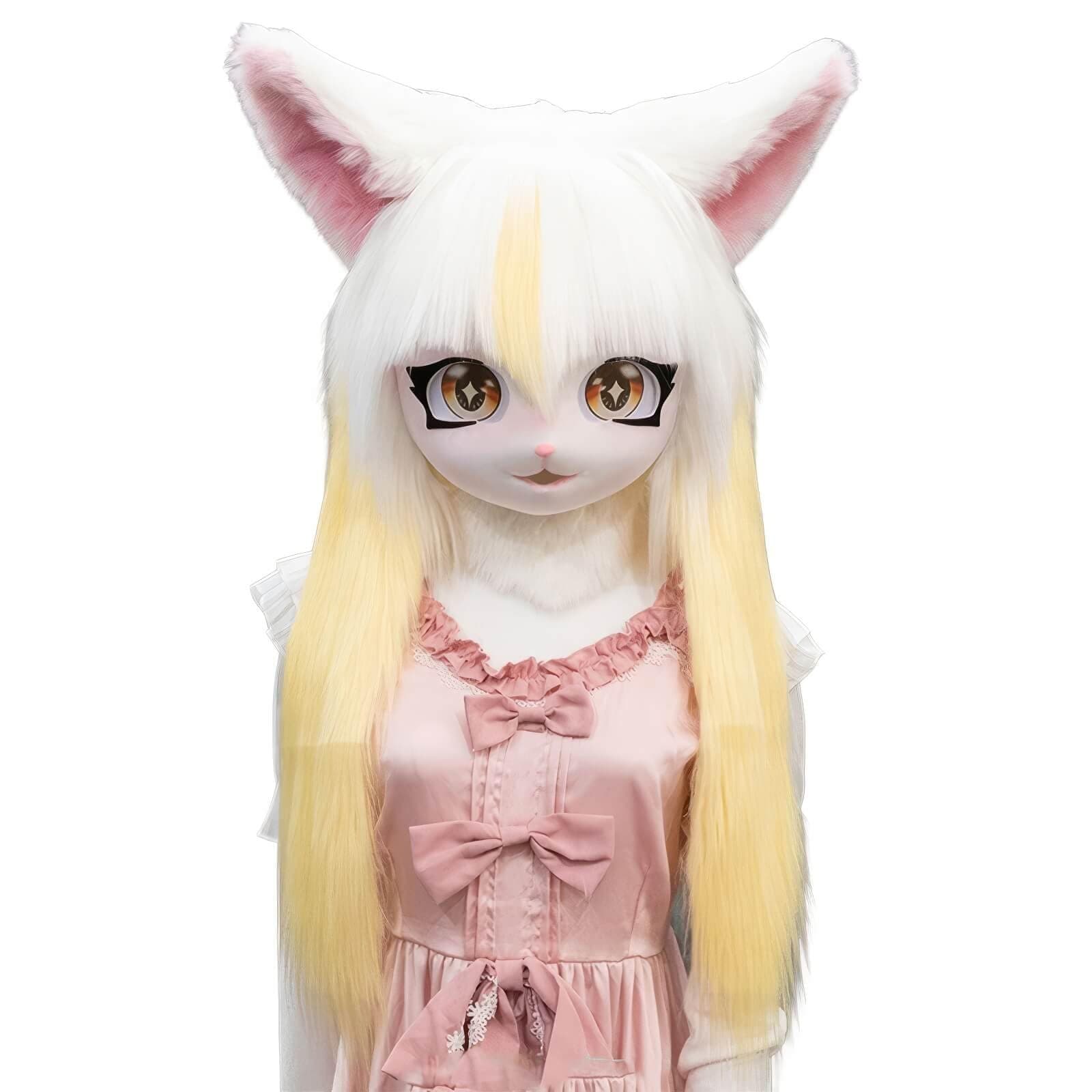 RolamumuFursuit kig animal mask, anime style animal hood, Lolita Halloween costume headgear, wearable hood party disguise