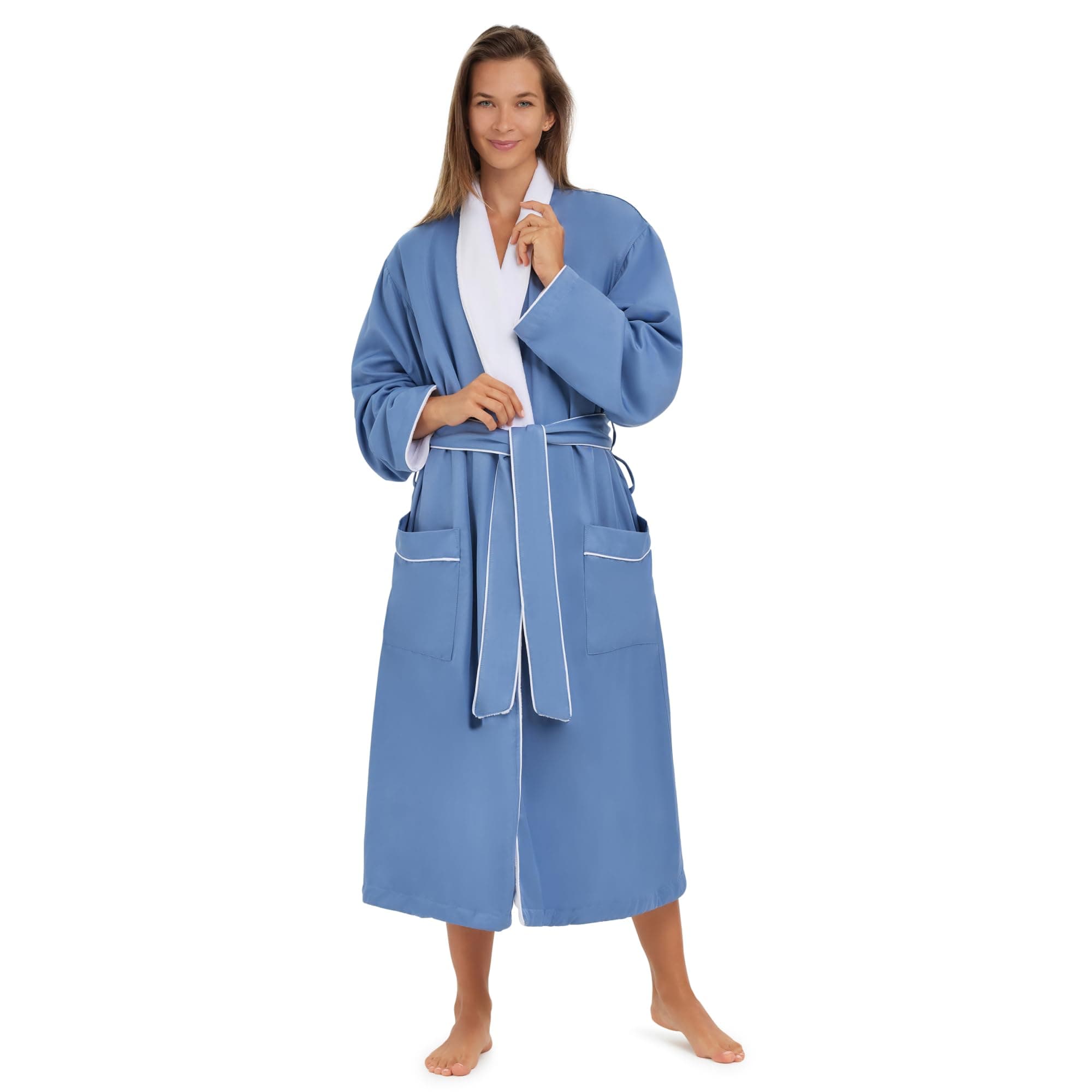 MONARCH Unisex Plush Lined Microfiber Bath Robe - Soft Shell with Polyester Lining, Resort-Grade Hotel & Spa Robe with Pocket
