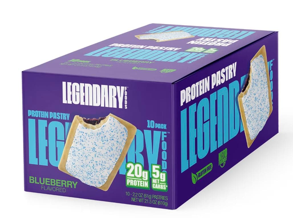 Legendary Foods 20 gr Protein Bar Alternative Tasty Pastry | Low Carb gluten free | Keto Friendly | No Sugar Added | High Protein Snacks | On-The-Go Breakfast | Keto Food - Blueberry (10 pack)