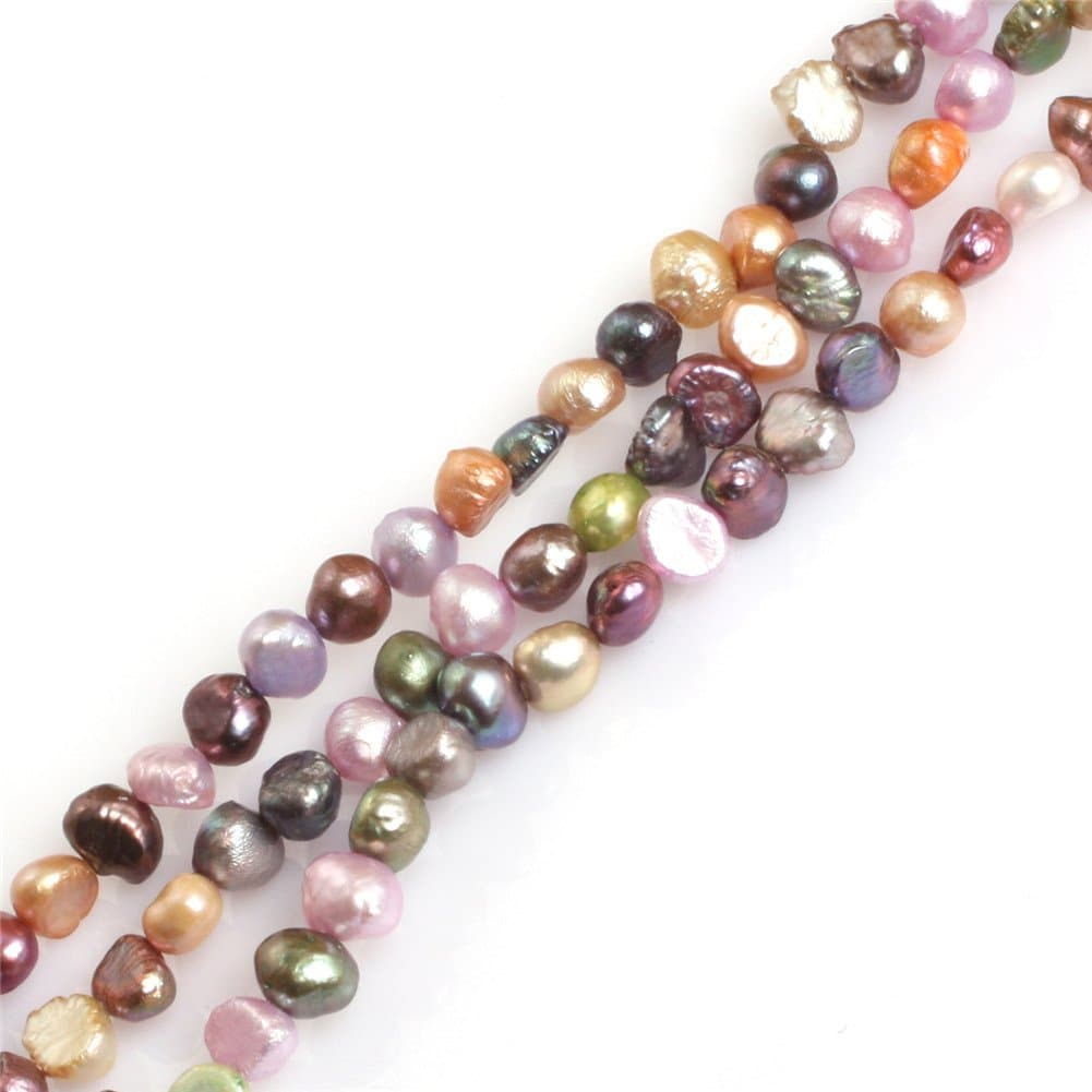 Frederick A. Farley Freshwater Cultured Pearl Beads for Jewelry Making Mixed Color Freeform 6-7mm Strand 15" Dyed Color