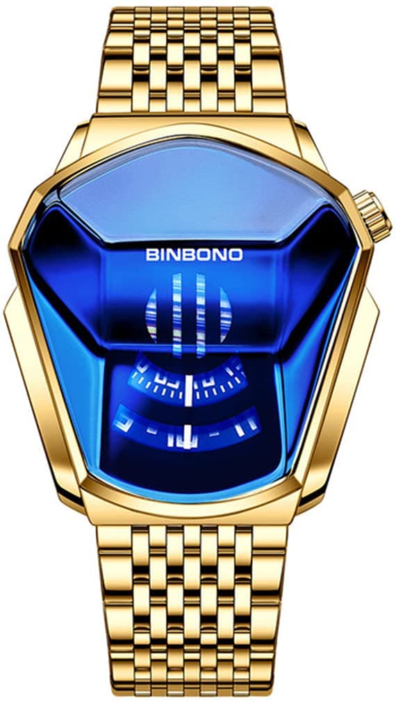 Simple Fashion Cool Men's Casual Waterproof Stainless Steel Quartz Wristwatch Geometric Shape Case Creative Men's Digital Watch