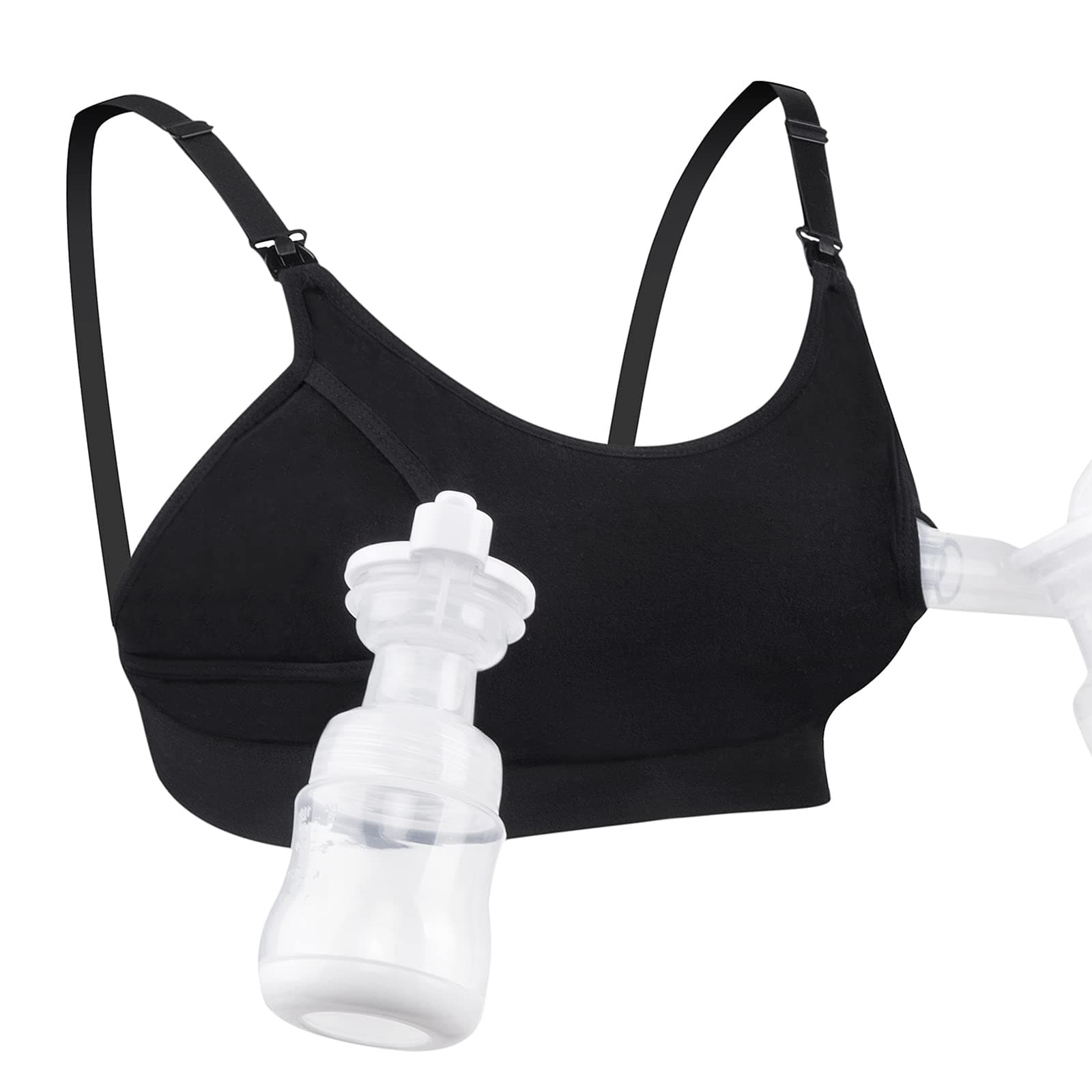 Momcozy (Medium, Black) - Hands Free Pumping Bra, Adjustable Breast-Pumps Holding and Nursing Bra, Suitable for Breastfeeding-Pumps by Lansinoh, Philips Avent, Spectra, Evenflo and More (Medium, Bl...