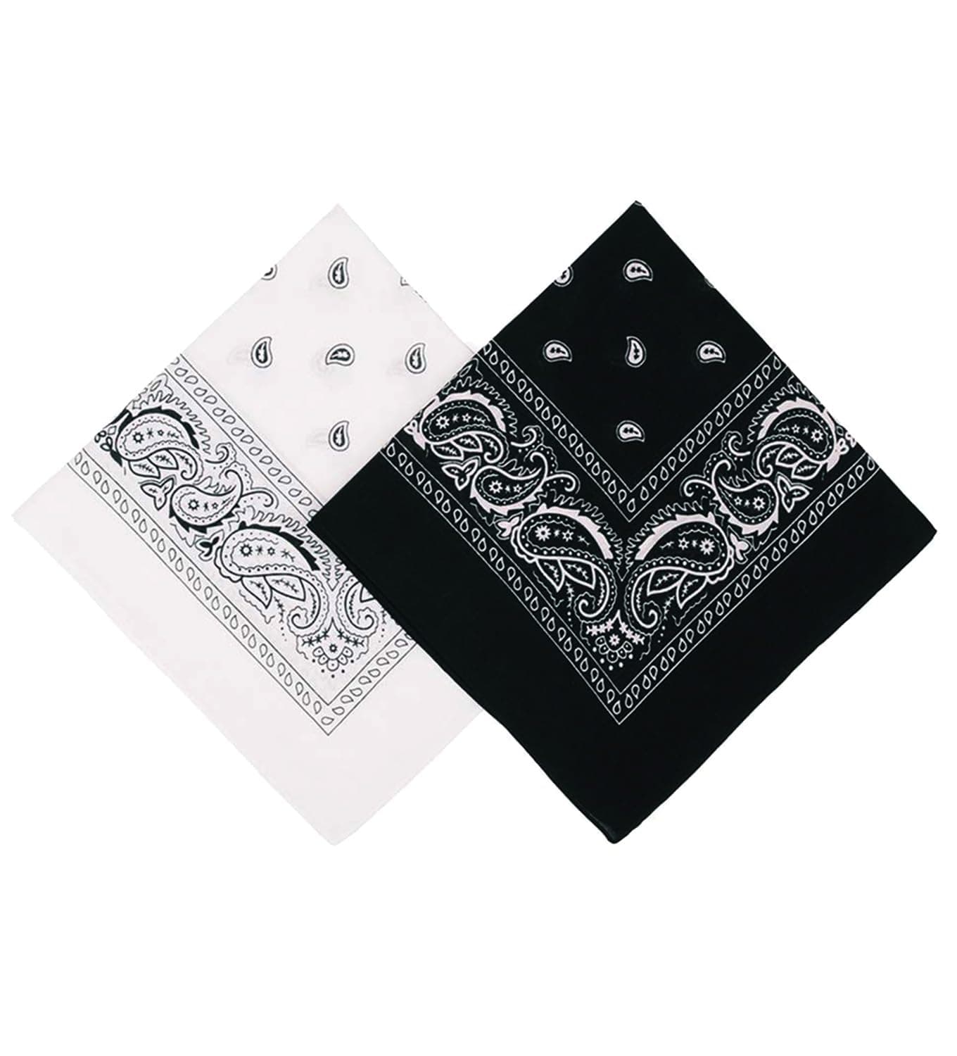 2 Color Pack Bandanas for Men & Women Blue & Red or Black & White