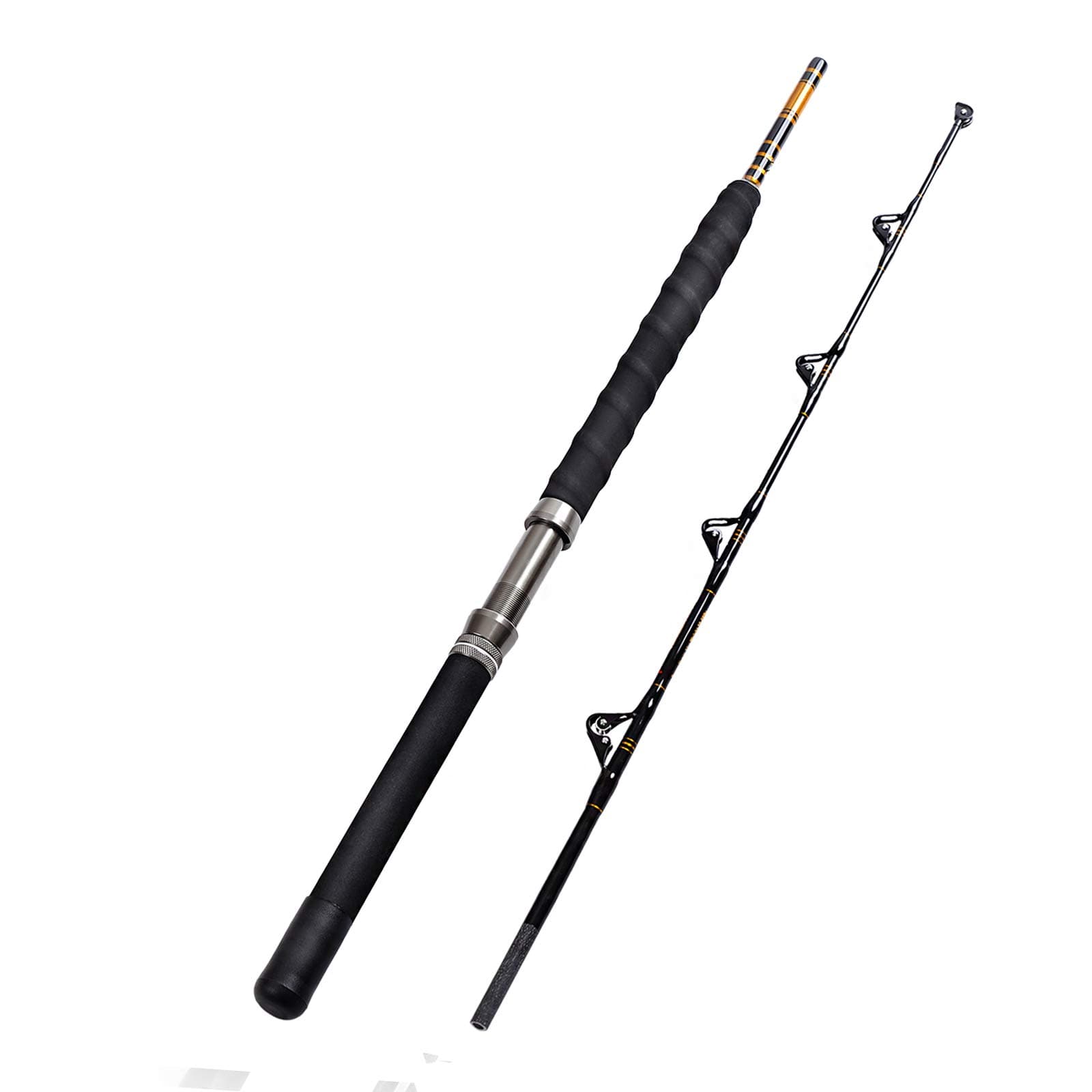 1-Piece/2-Piece Saltwater Offshore Heavy Trolling Rod Big Game Roller Rod Conventional Boat Fishing Pole with Roller Guides