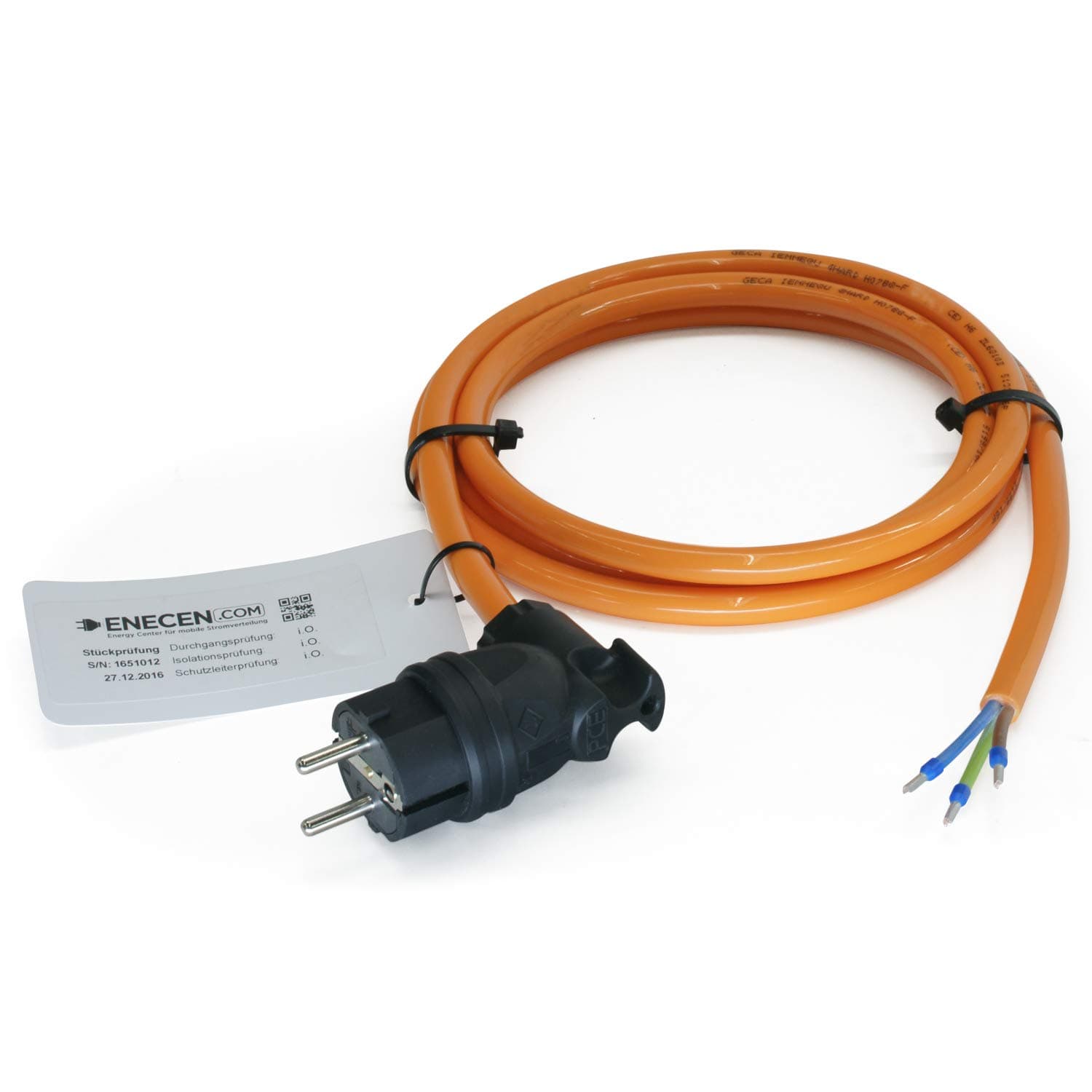 Schuko Switch Connection Cable 230 V/16 A IP44 H07BQ-F 3 x 1.5 mm² with Rubber Angled Male Connector