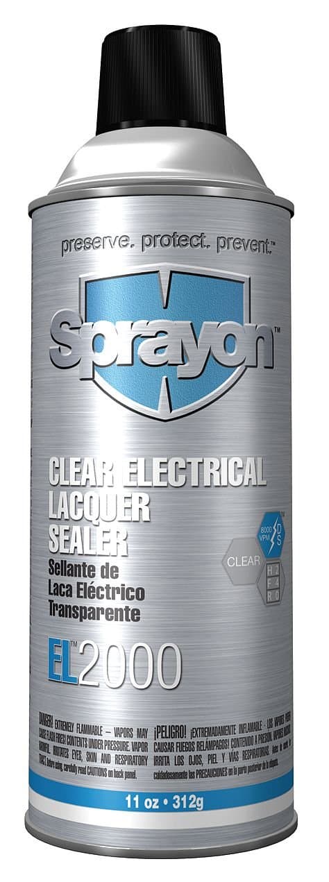 EL2000 Clear Electrical Lacquer Sealer 11 oz Aerosol, SKU #S02000000 EL2000 Clear Electrical