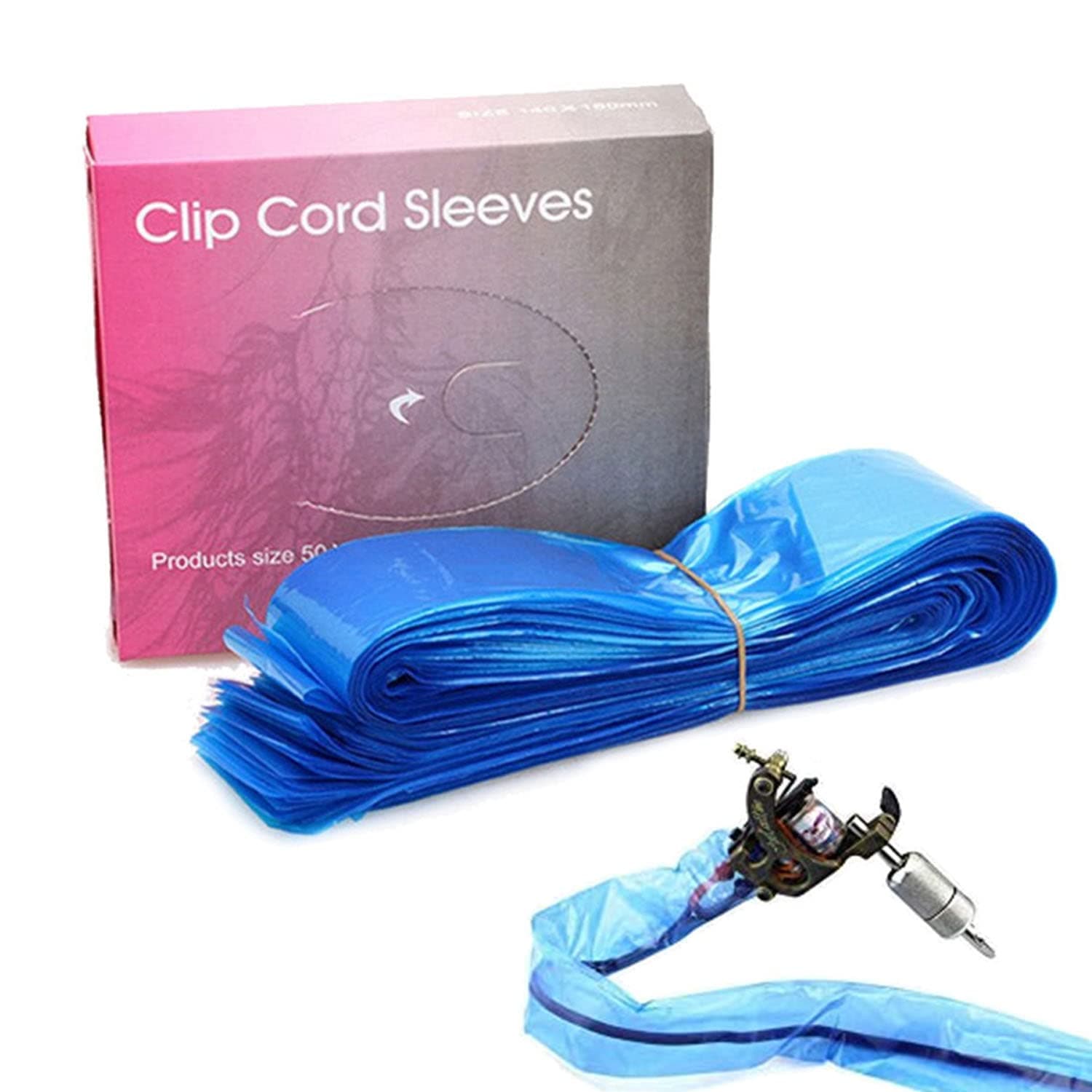 SOTICA Tattoo Clip Cord Covers - 125PCS Tattoo Clip Cord Sleeves Tattoo Clip Cord Bags Disposable Hook Line Protection Bags for Tattoo Supplies Tattoo Accessories(Blue)…