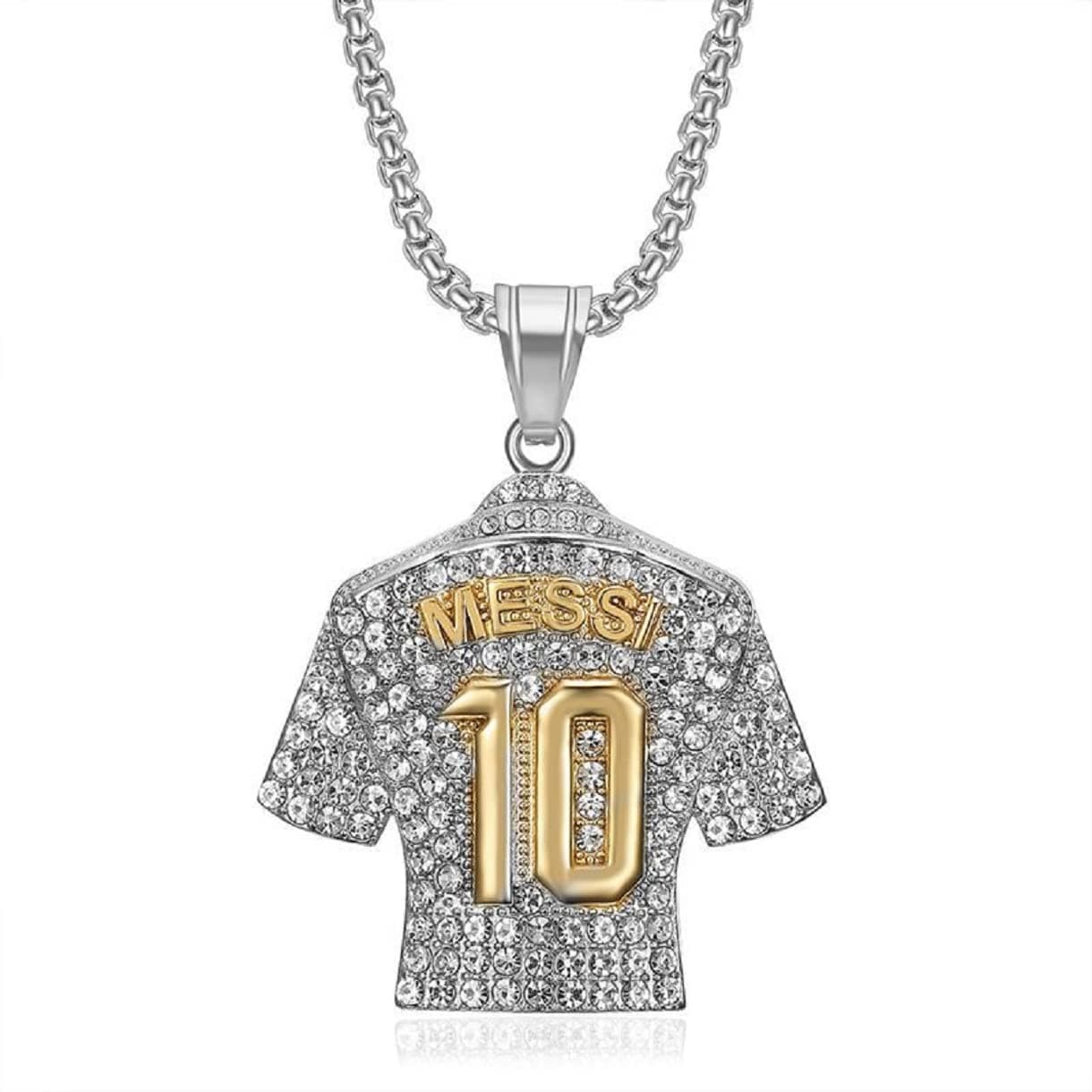 Number 10 Soccer Jersey Pendant, No. Necklace Men, Football Charm Jewelry, Rock Player Pendant , SILVER