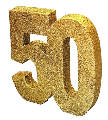 SIIIX Party Gold Glitter Number 50 Table Decoration - 20cm