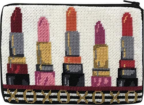Alice Peterson Stitch & Zip Needlepoint Cosmetic Purse Kit - XOXO Lipsticks