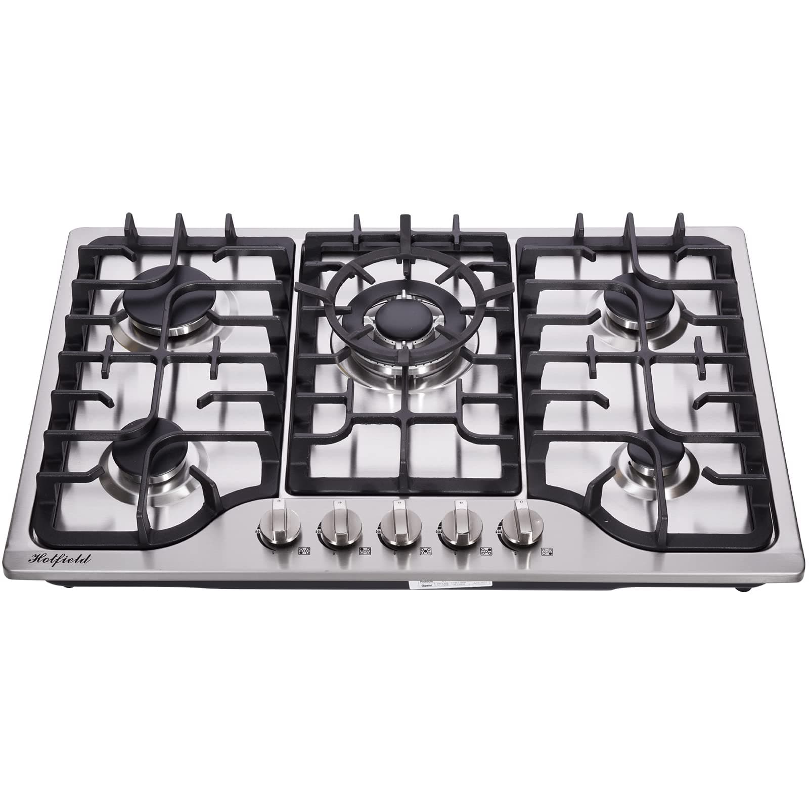 30 Inch Gas Cooktop Stainless Steel 5 Burners Stovetop Dual Fuel Gas Hob NG/LPG Convertible Gas Cooktop HF57042 Stainless Steel