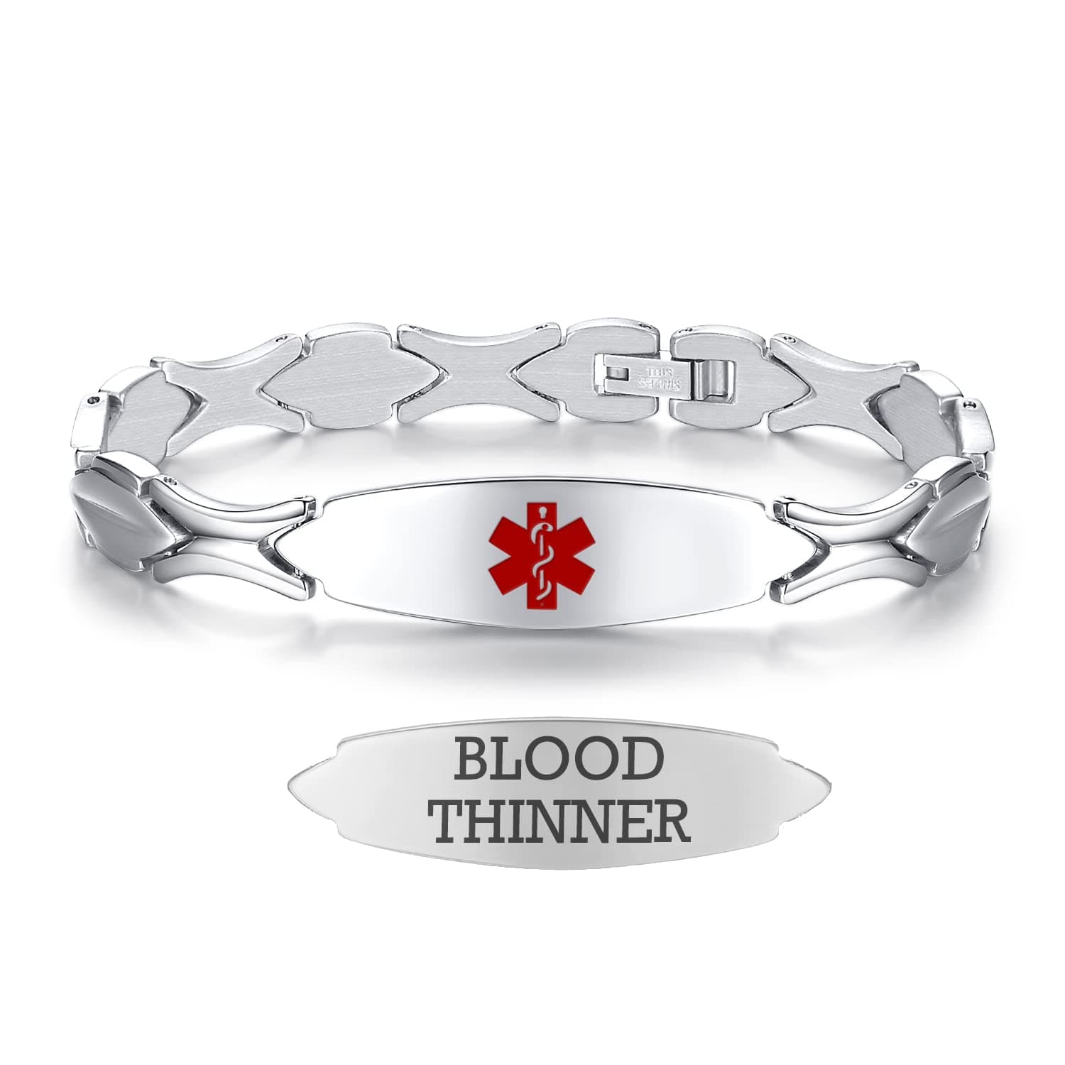 7 1/2 inch Medical Alert Bracelets for women Stainless Steel Fashion Medical Bracelets Personalized Engraving