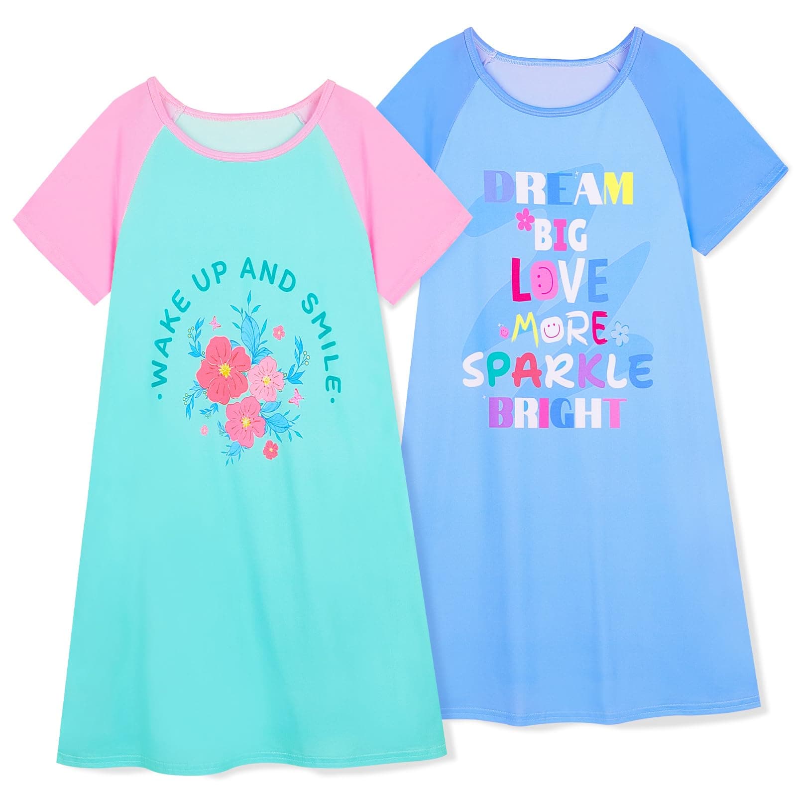 Play Tailor2Pcs Girls Nightgowns Kids Pajamas Princess Nightgown Dress Sleepwear for Toddler Little Girls