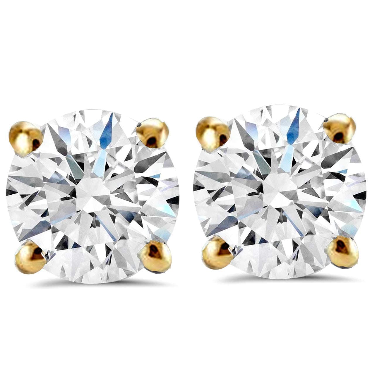 Pompeii 1 Carat (ctw) Diamond Studs in 14k White or Yellow Gold Lab Grown (HI,VS)