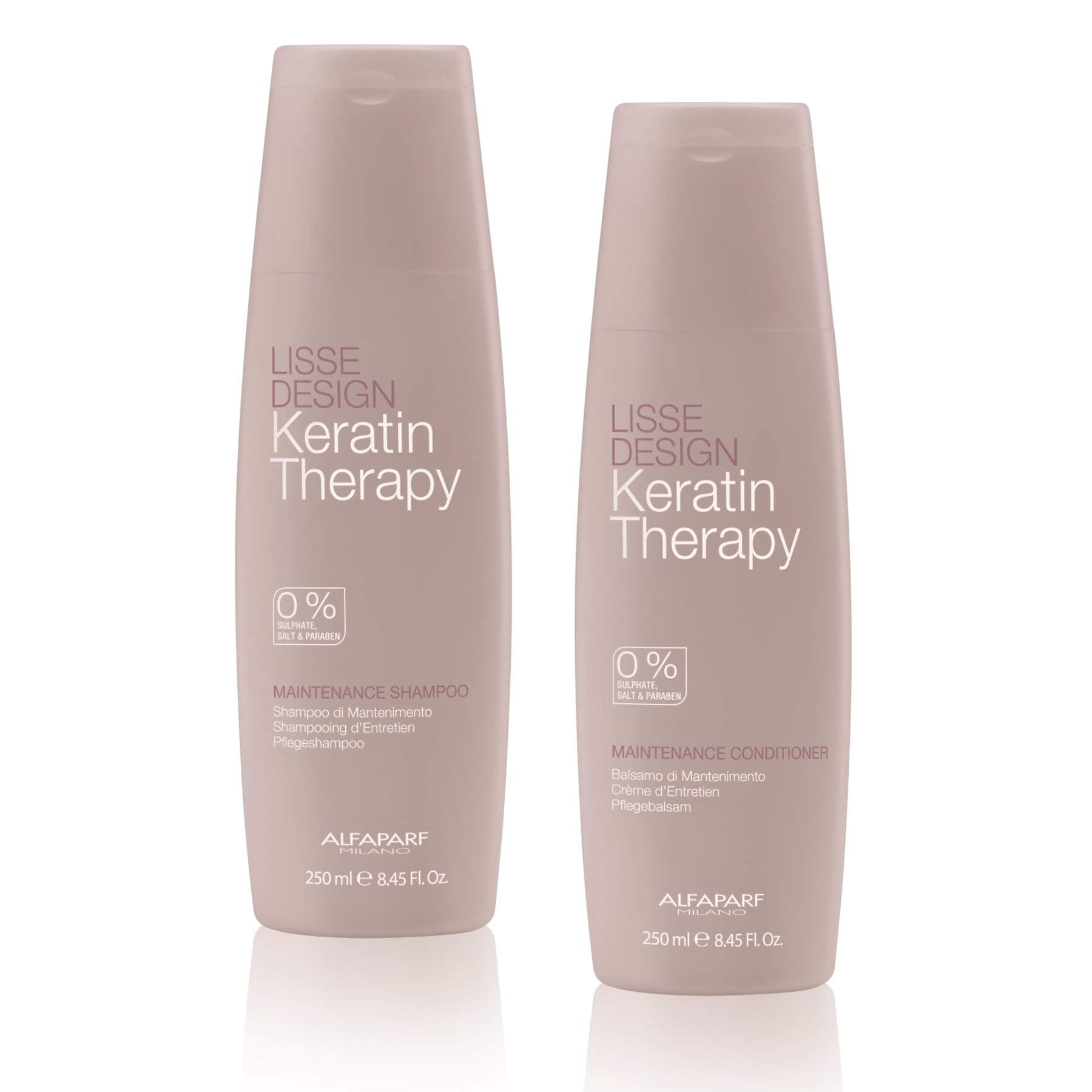 Alfaparf Milano Lisse Design Keratin Shampoo and Conditioner Set - Maintains & Enhances Professional Keratin Therapy Straightening Treatment - Sulfate Free - Keeps Hair Smooth & Straight