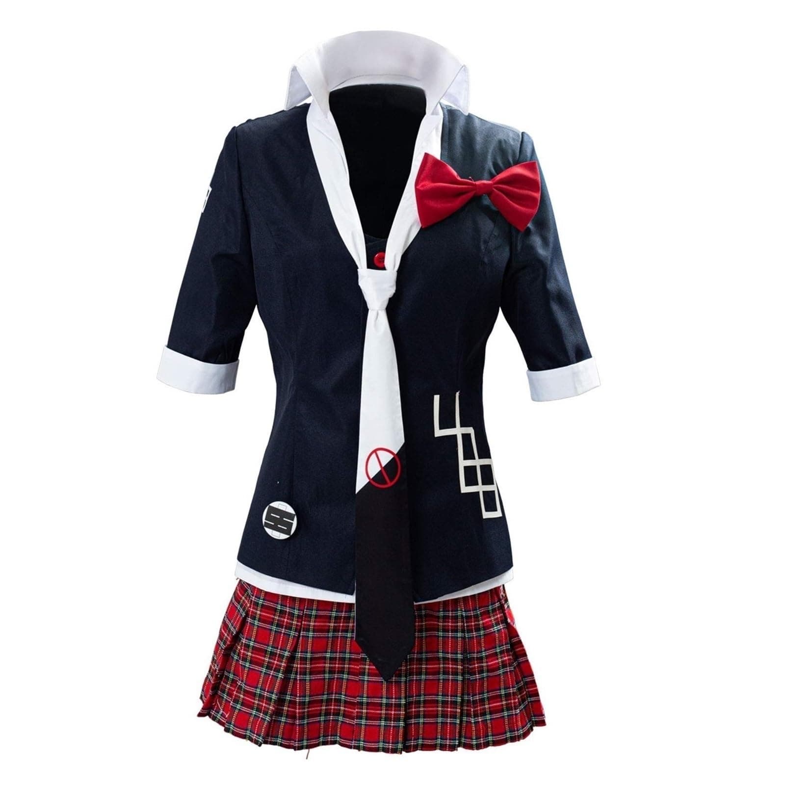 Women's Jacket Coat Tie Top Skirt Unfirom Junko Enoshima Cosplay Costume (Black, Women:Medium)