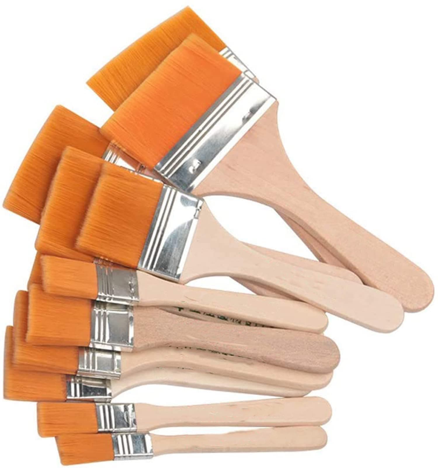 ELECDON Oil Painting Brush 12pcs / Set, Flat Nylon Hair Wooden Penholder Barbecue Brush Paint Brushes Art Supplies Watercolor Oil Painting Varnish Supply Brush Brushes Tools