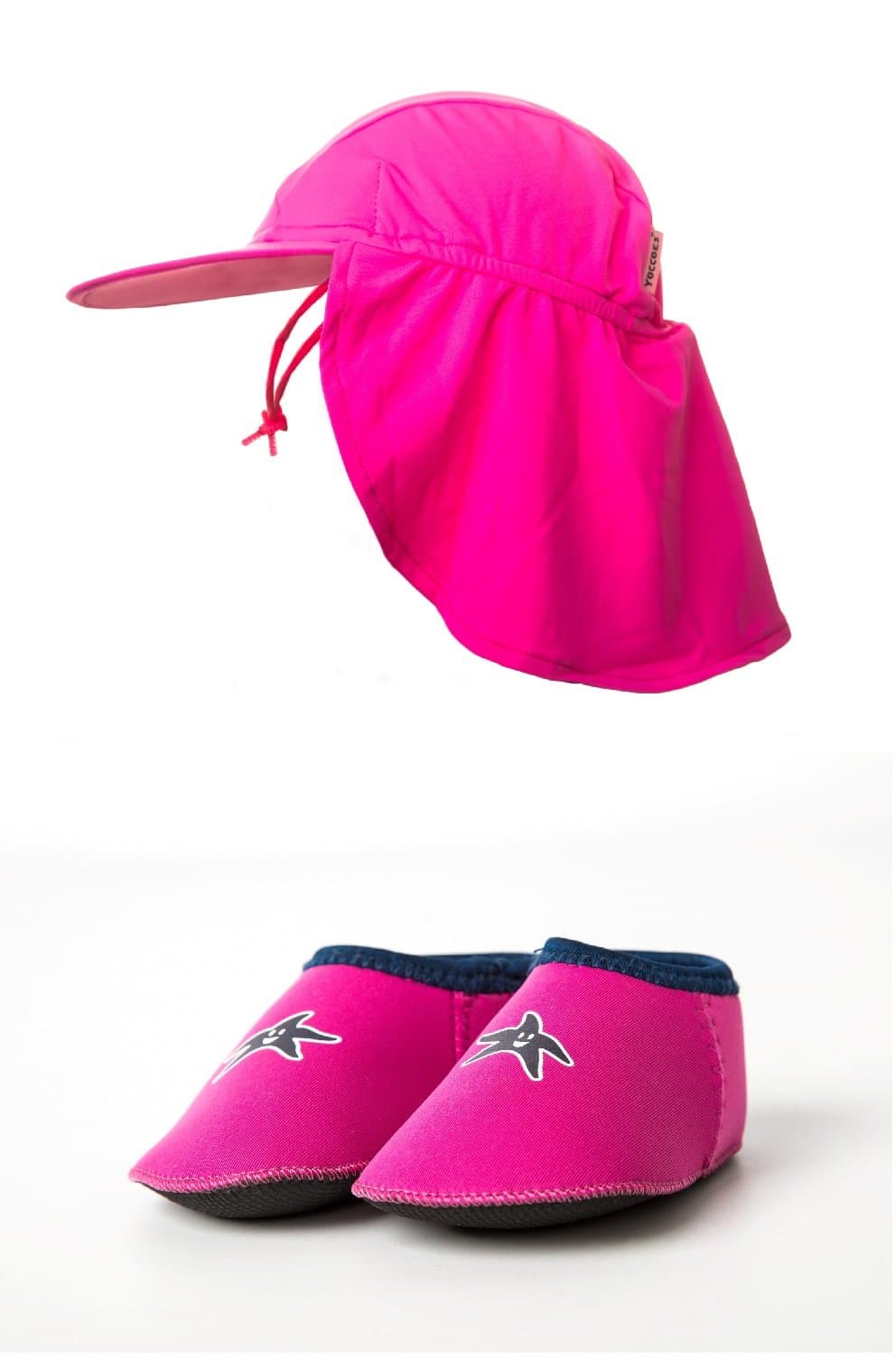 Baby Shore Feet Padder Shoes and Yoccoes UV Sun Hat Combo Pink Ages 0-2 Years S (6-12 Months)