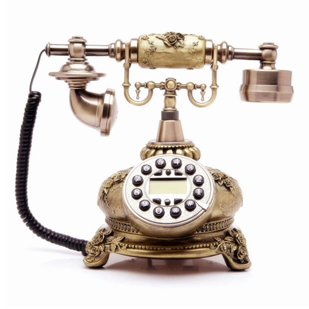 Xi Man Shop Landline phone Antique Telephone Continental Retro Old-fashioned Nostalgic Home Office Landline Metallic Rotation Ringtones Brown brass (Color : A (button))