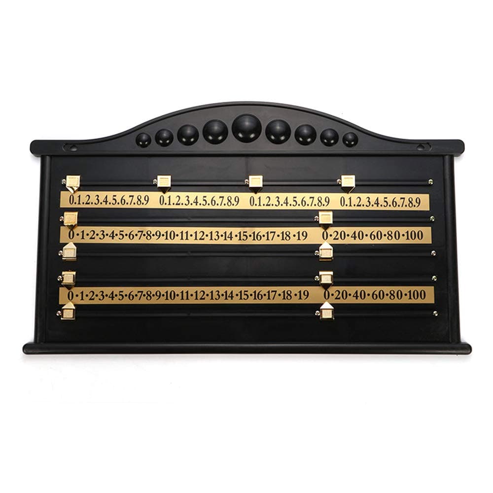 Snooker Score Board, Plastic Snooker Scoreboard Complete with Plastic Brass Scorer/Rails and Pointers