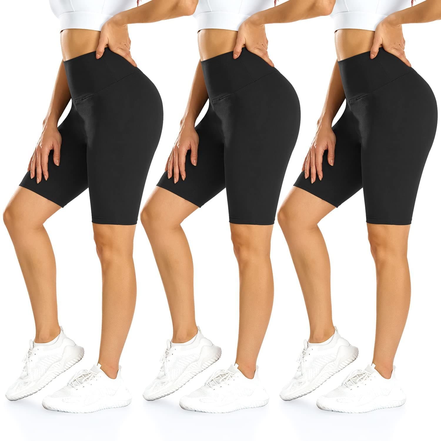MOREFEEL 3 Pack Biker Shorts Women-High Waisted Butt Lifting Workout Athletic Sports Summer Short Leggings