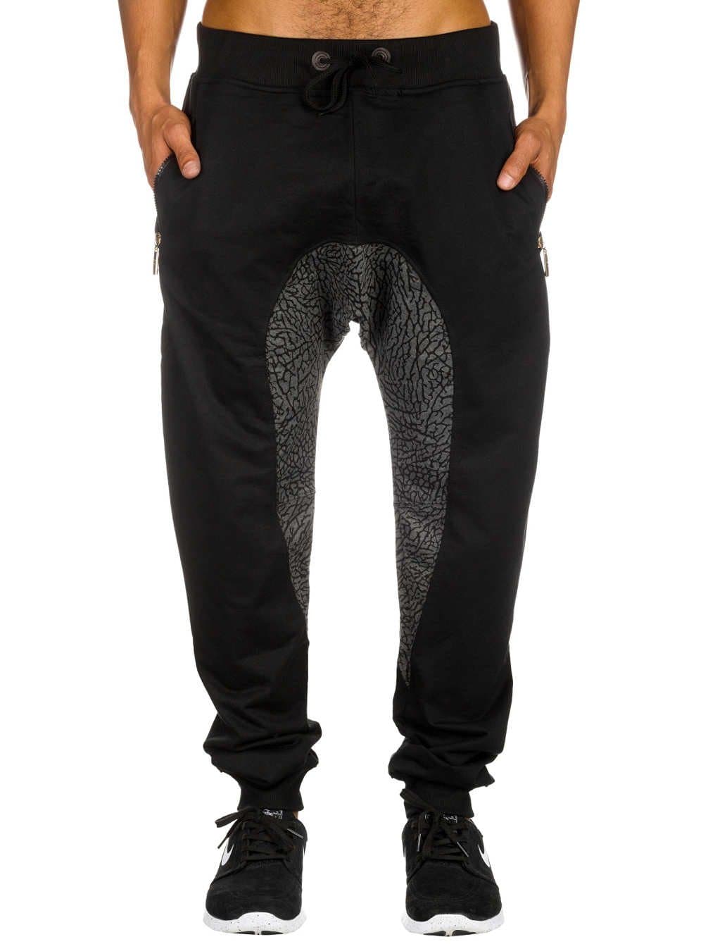 American Stitch Men's Elephant Print Jogging Pants Black (Large)