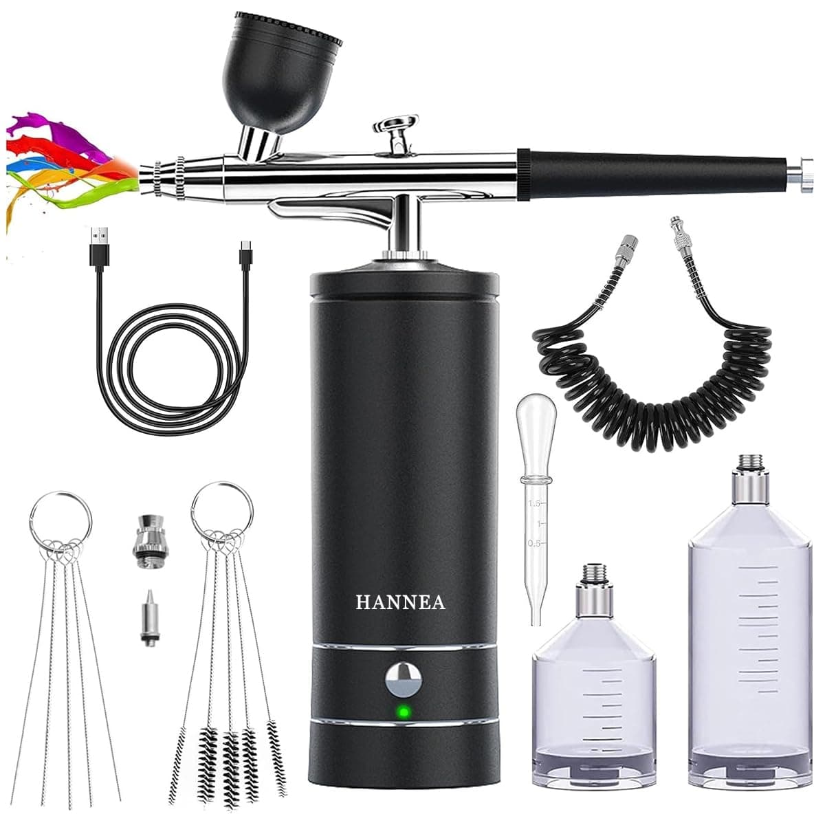 - Airbrush-Kit Rechargeable Cordless Airbrush Compressor - Auto Handheld Airbrush Gun, Airbrush Set Portable Wireless Air Brush for Barber, Nail Art, Cake Decor, Makeup, Model Painting(Black)