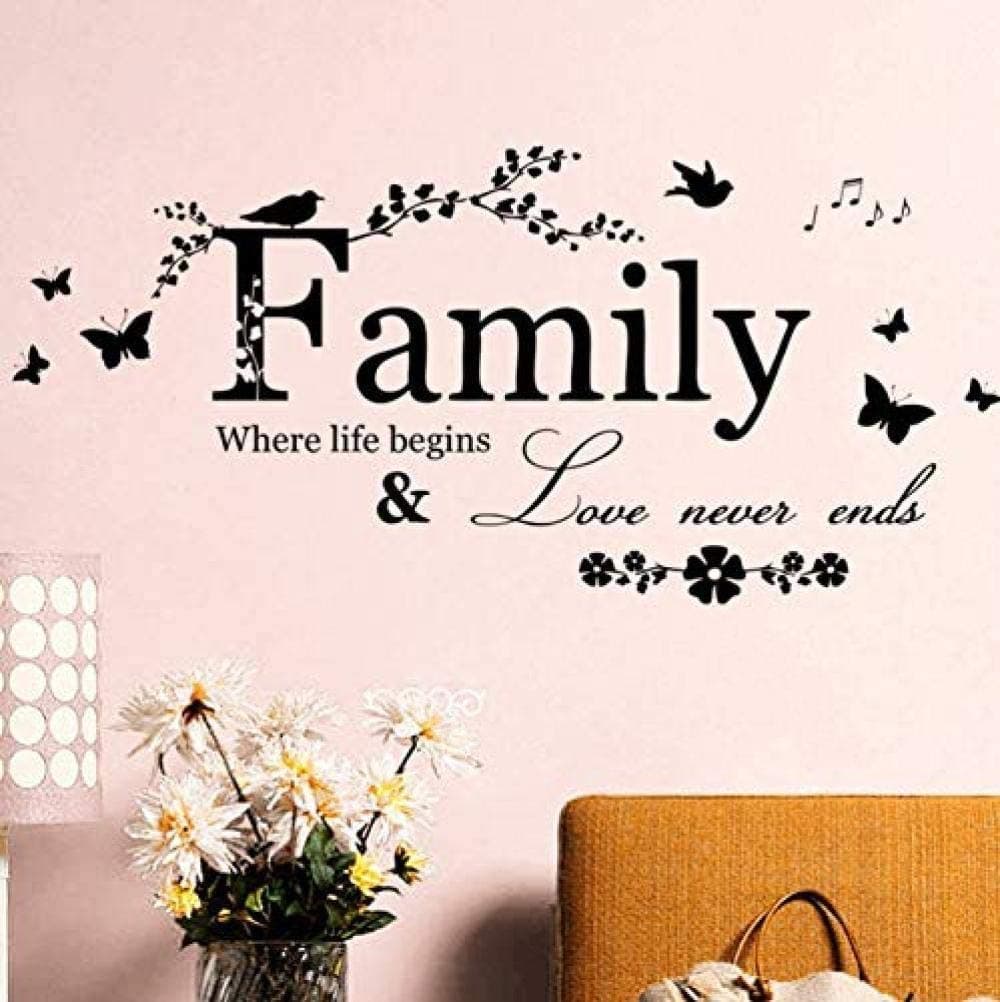 Wajade Family Letter Wall Stickers Quotes Motivational Wall Decals Removable Vinyl Decal Art Mural Home Decor
