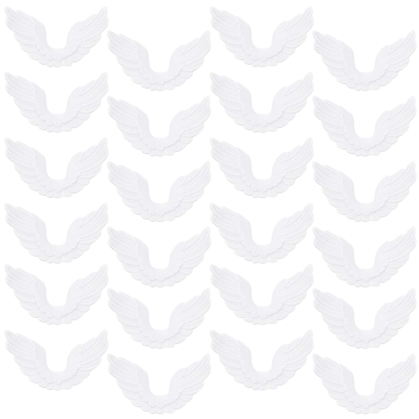 ABOOFAN 24pcs Plastic Angel Wings Ornaments Christmas DIY Crafts Accessories Plastic Angel Wings for Crafts White Angel Wings Ornaments