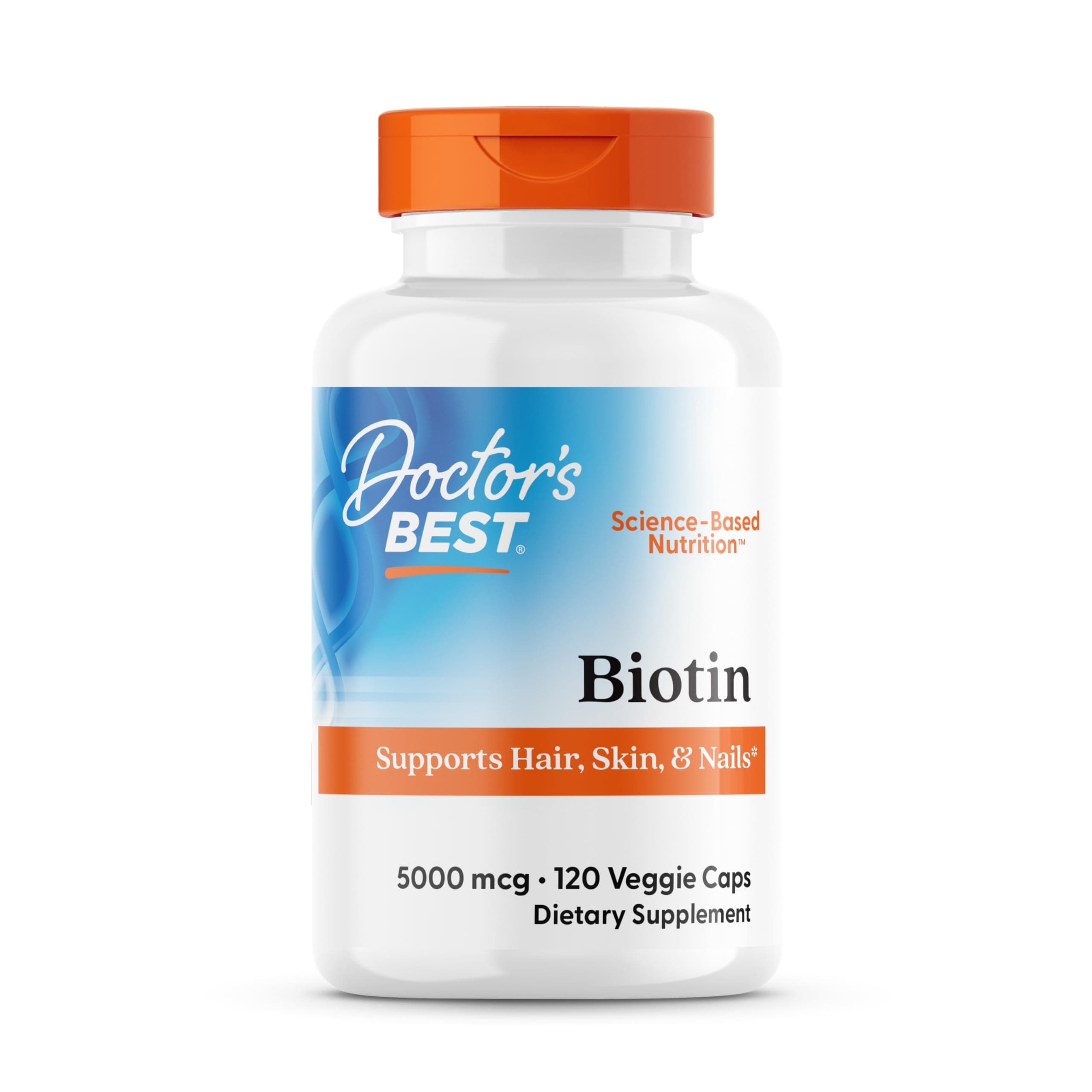 Biotin Supports Hair, Skin, Nails, Boost Energy, Nervous System, Non-GMO, Vegan, Gluten Free, 120 Count