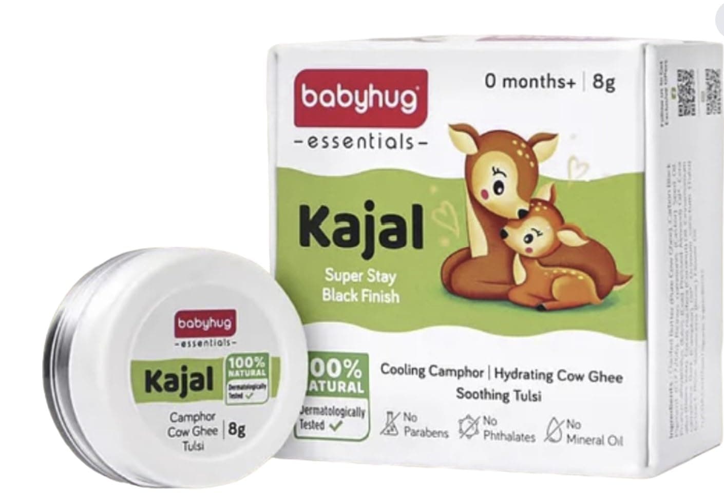Babyhug 100% Natural Kajal - 8 g | Rich in USDA Certified Organic Ingredients such as Castor Oil, Coconut Oil, Rosehip Oil, Sweet Almond Oil & Bees Wax