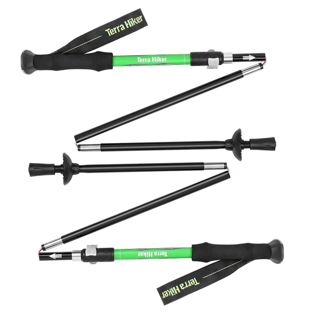 Terra Hiker Hiking Sticks Adjustable Trekking Poles, Collapsible Lightweight Hiking Poles with Lever Lock and Carry Sack for Camping, Hiking