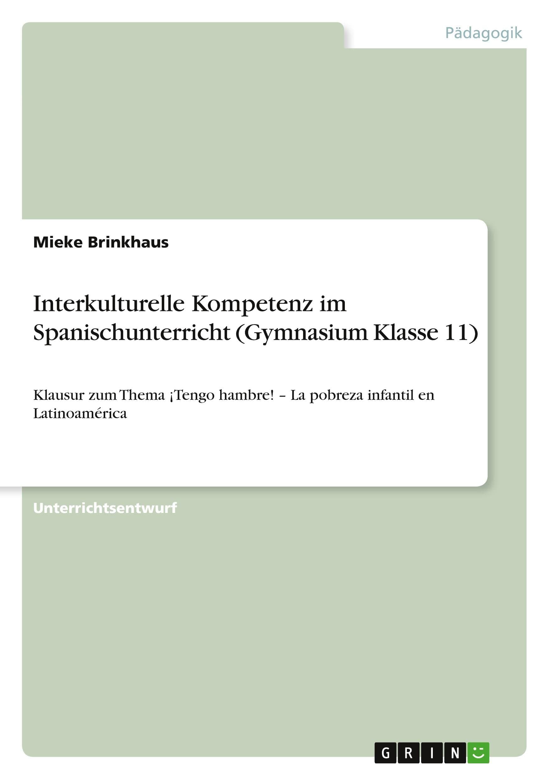 Interkulturelle Kompetenz im Spanischunterricht (Gymnasium Klasse 11): Klausur zum Thema ¡Tengo hambre! - La pobreza infantil en Latinoamérica