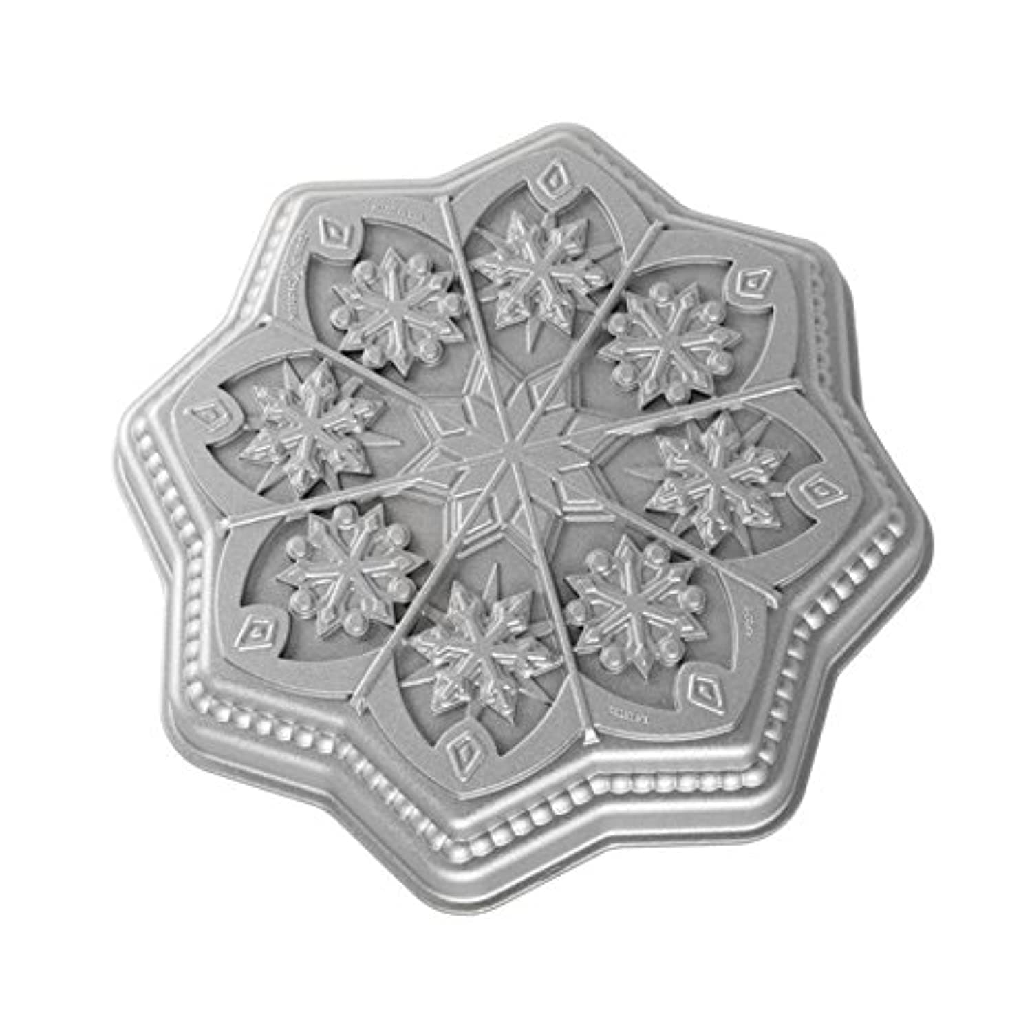 Nordic Ware 3048 Sweet Snowflakes Shortbread Pan, Christmas Themed Cake Mould Tray, Silver, Aluminium