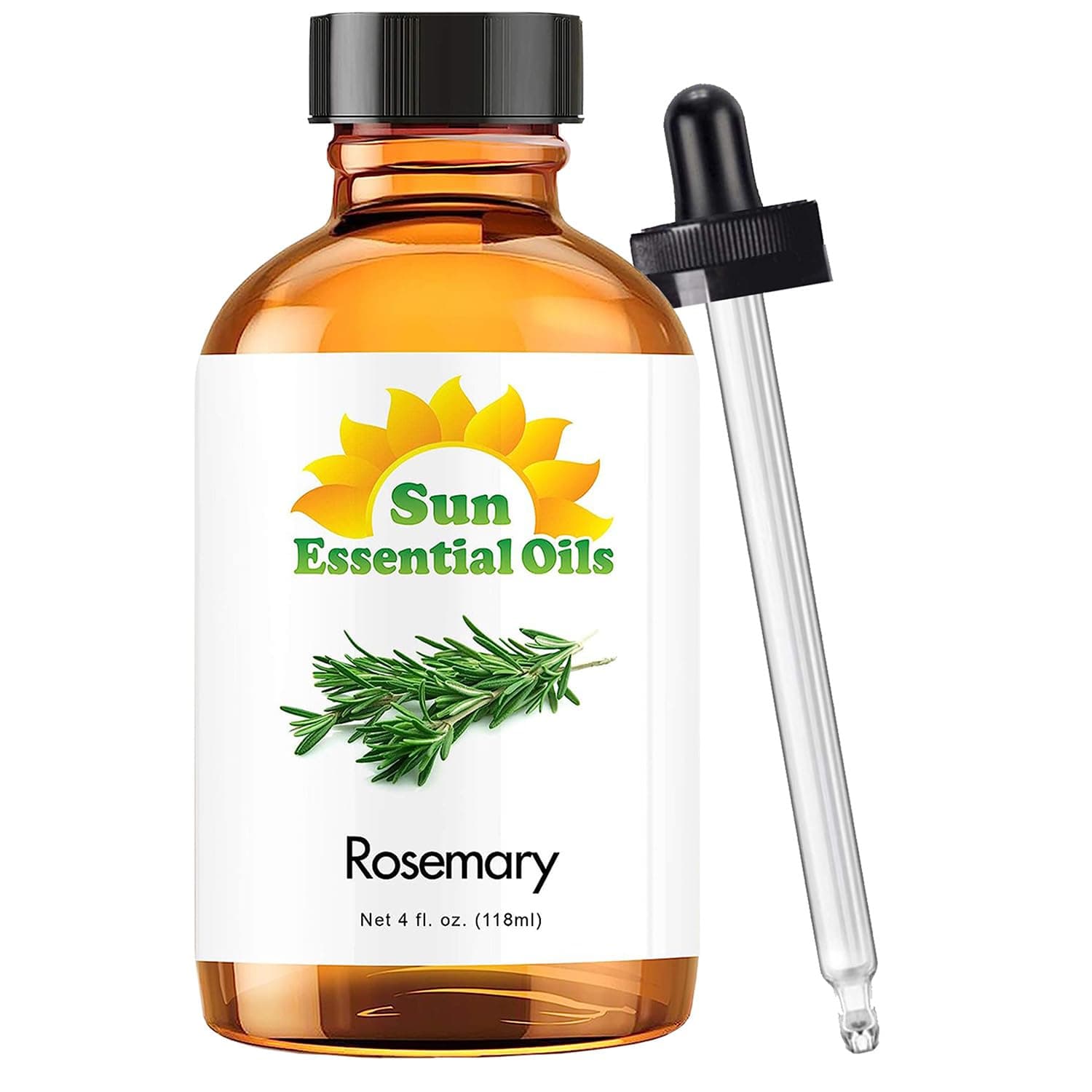 Sun Essential Oils - 4 oz Rosemary Essential Oil for Hair Growth, Skin, Scalp - Drops for Diffuser, Humidifier & Aromatherapy Massage - DIY Candle, Lotion & Shampoo Making - Help Sleep