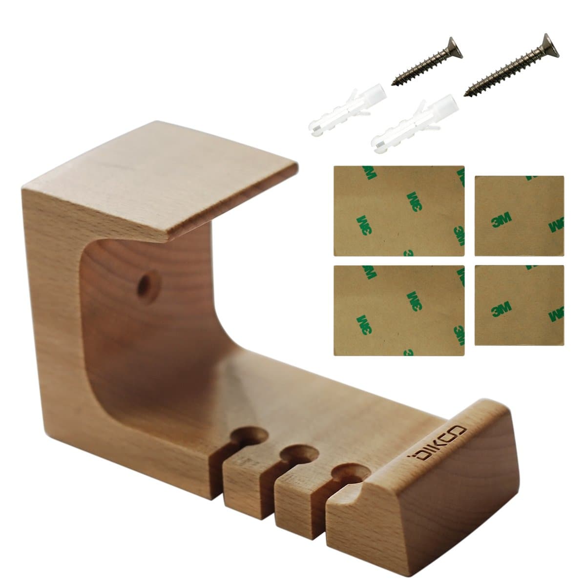 Headphone Stand, Wood Headphone Stand with Screw Sturdy DIKOO Earphone Holder Hanger Mount Holder Under-Desk and Adhesive Stick-on