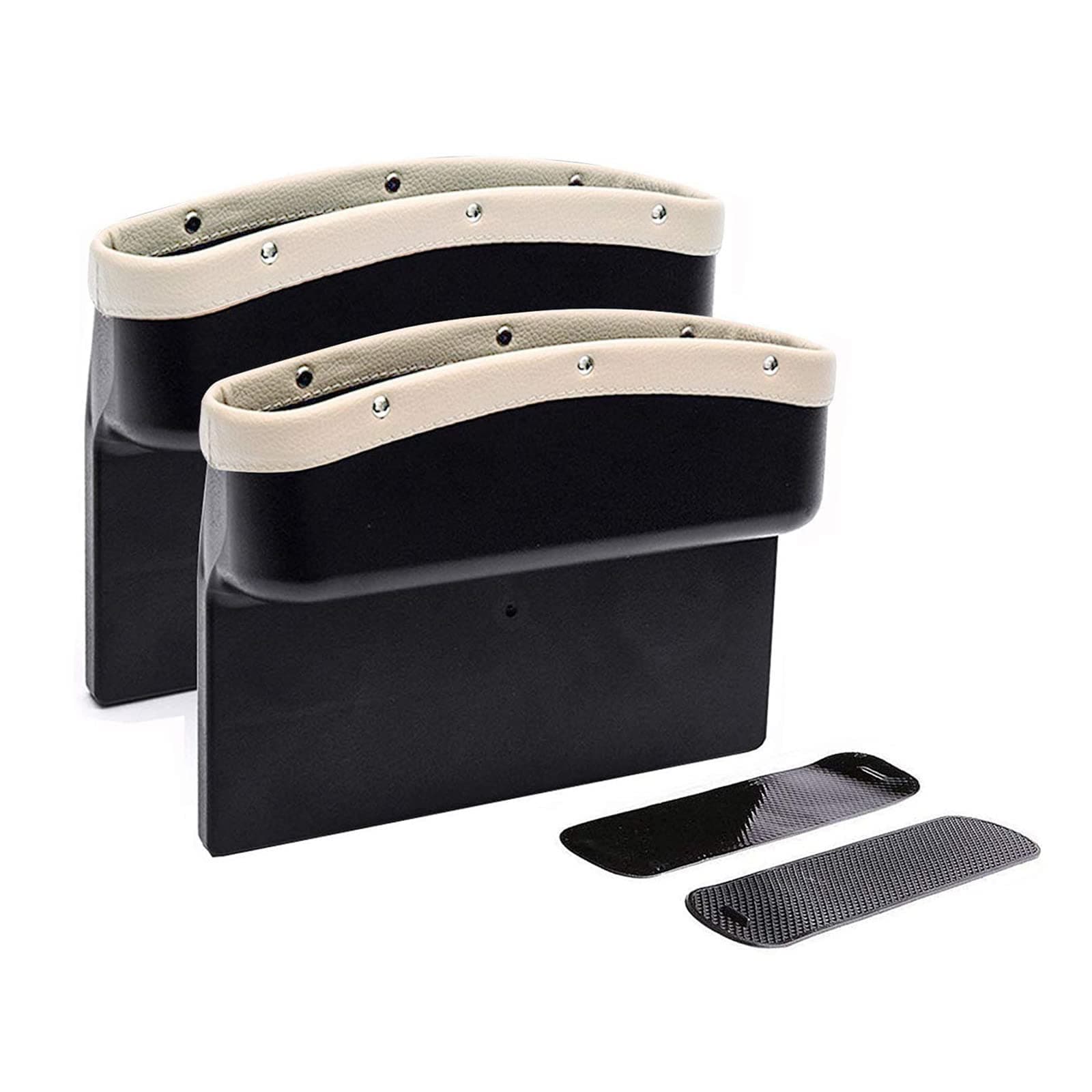 KONGDYCar Seat Pockets 2 Pack PU Leather Car Seat Gap Filler Console Side Organizer Storage Box for Car Interior Accessories Cellphone Wallet with Non-Slip Mat