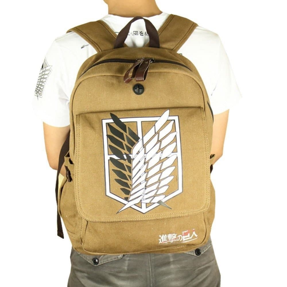 Attack on Titan Cosplay Backpack Shingeki No Kyojin School Bag Khaki