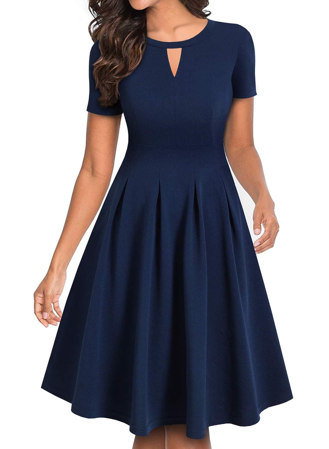 Women's Vintage Floral Flared A-Line Swing Casual Party Dresses with Pockets