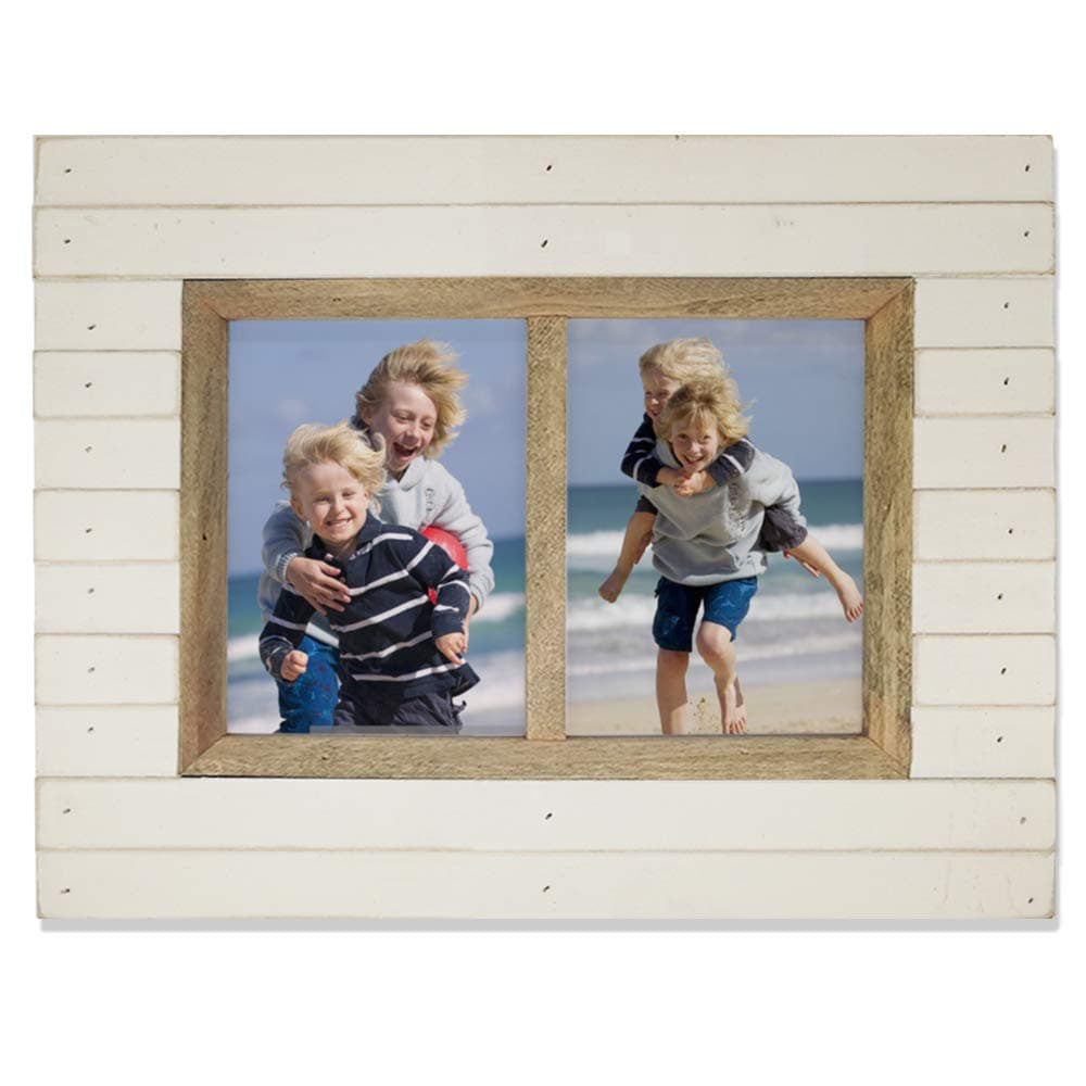 icheesday 5x7 2-Opening Wall Collage Picture Frames White Wood Photo Frames Made of Solid Wood and Real Glass
