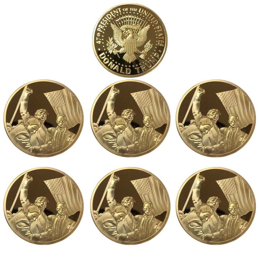 Trump 6 Pack Donald Trump Fighting for America Gold Coin Collectible Gift - Trump Coin with Protective Case, Gold Plated Coin, Trump Gifts