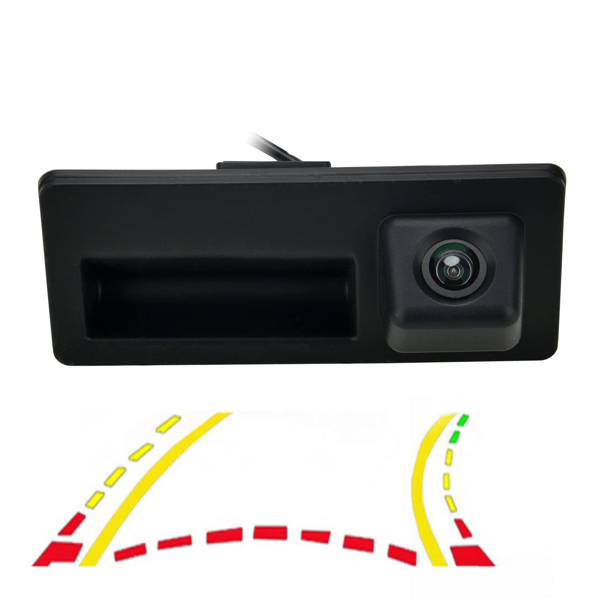 Car Trunk Handle Dynamic Camera Rear View HD Camera for Audi A4 A5 S5 Q3 Q5 for VW Passat Tiguan Golf Passat Touran Jetta Sharan Touareg with Moving Guide Parking line