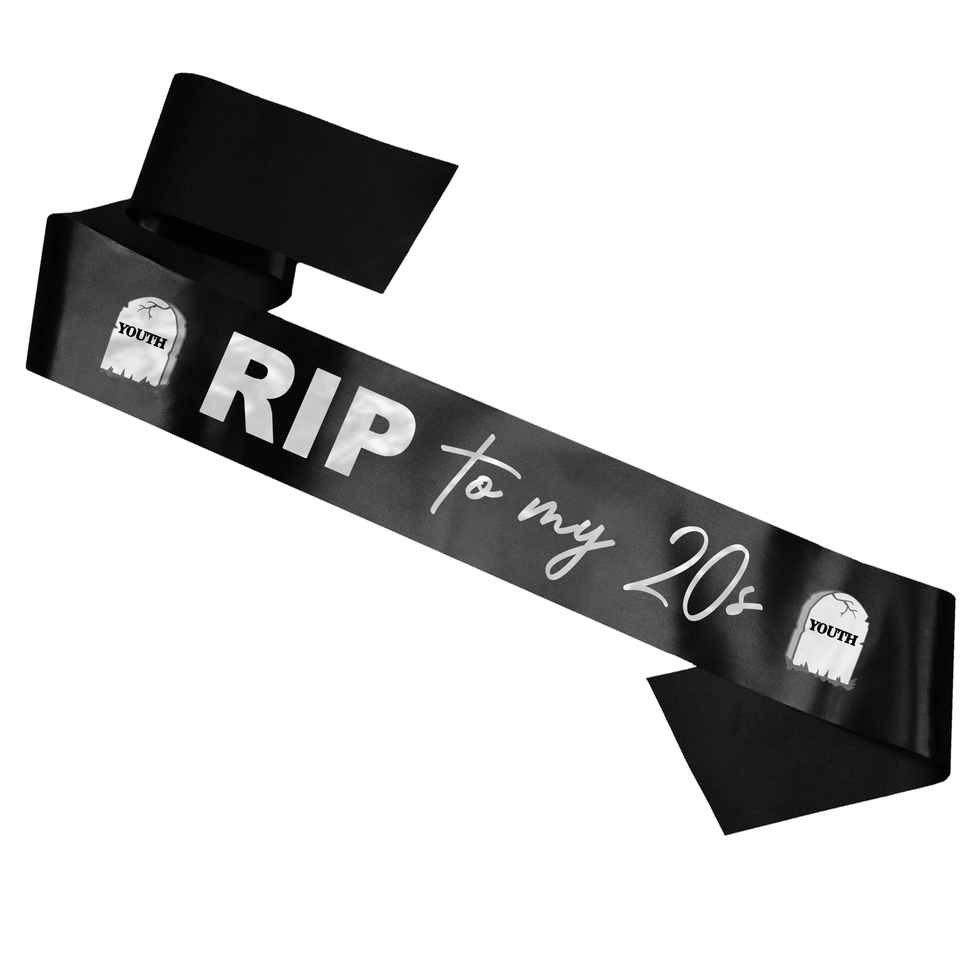 My Pretty Little Gifts RIP to 20s Sash - Birthday Sash - 30th Birthday Celebrations Party Decorations | Satin Ribbon Black