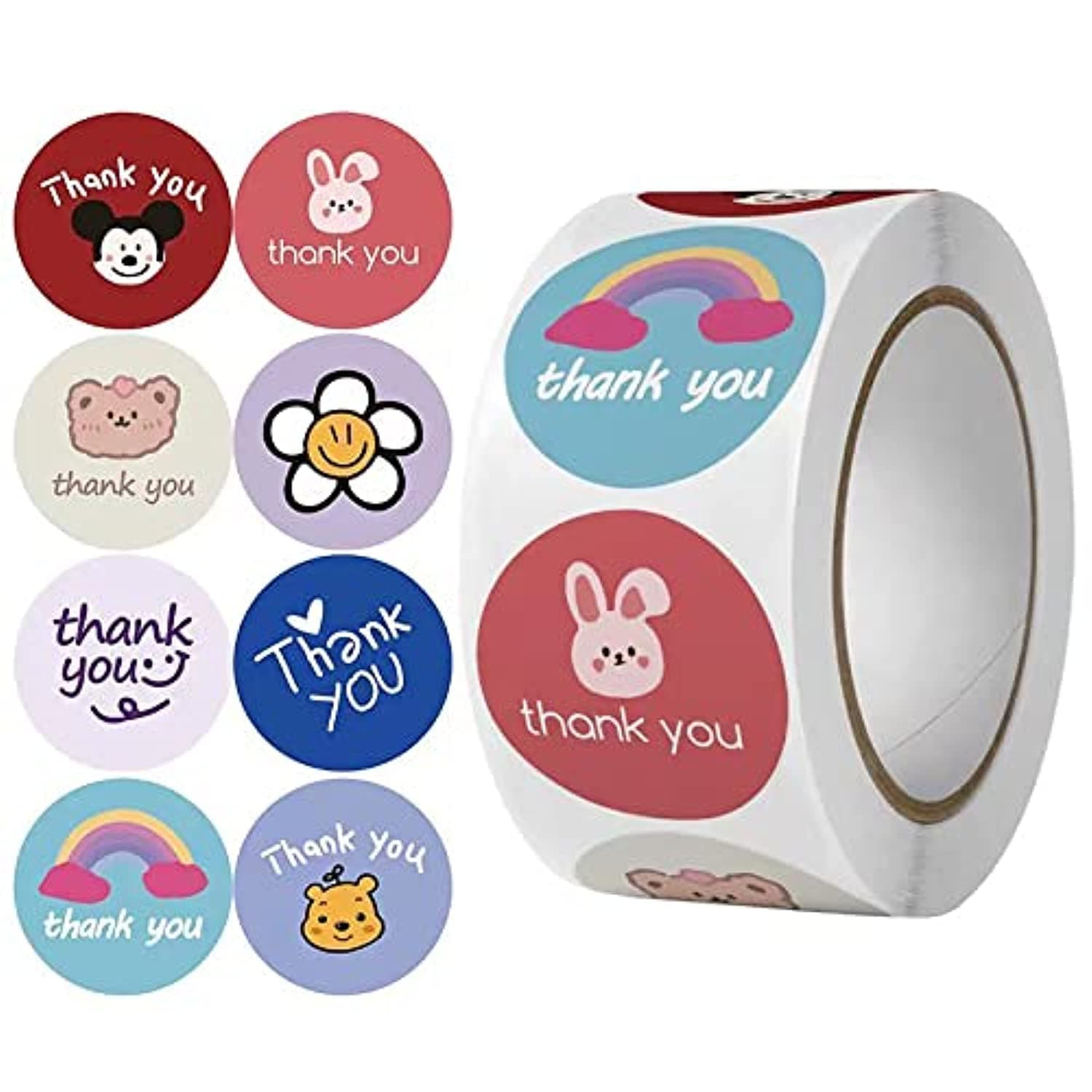 PREMIFY 1Inch Thank You Stickers, 500Pcs Thank You Labels for Gift Wrapping, Baking Packaging, Envelope Seals, Small Business, Birthday, Wedding, Party Gift Wrap Bag, Round Label For Gift Shop
